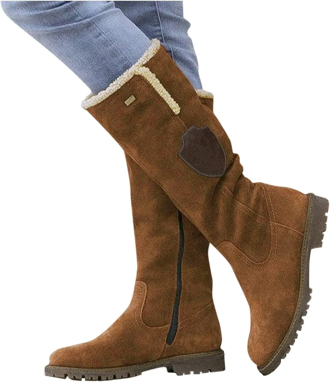 Snow Boots for Women Cute Waterproof Winter Walking Boots for Women Waterproof Winter Brown Fur Boots for Women Waterproof Womens Winter Snow Walking Shoes Botas De Frio Para Mujer Bajita