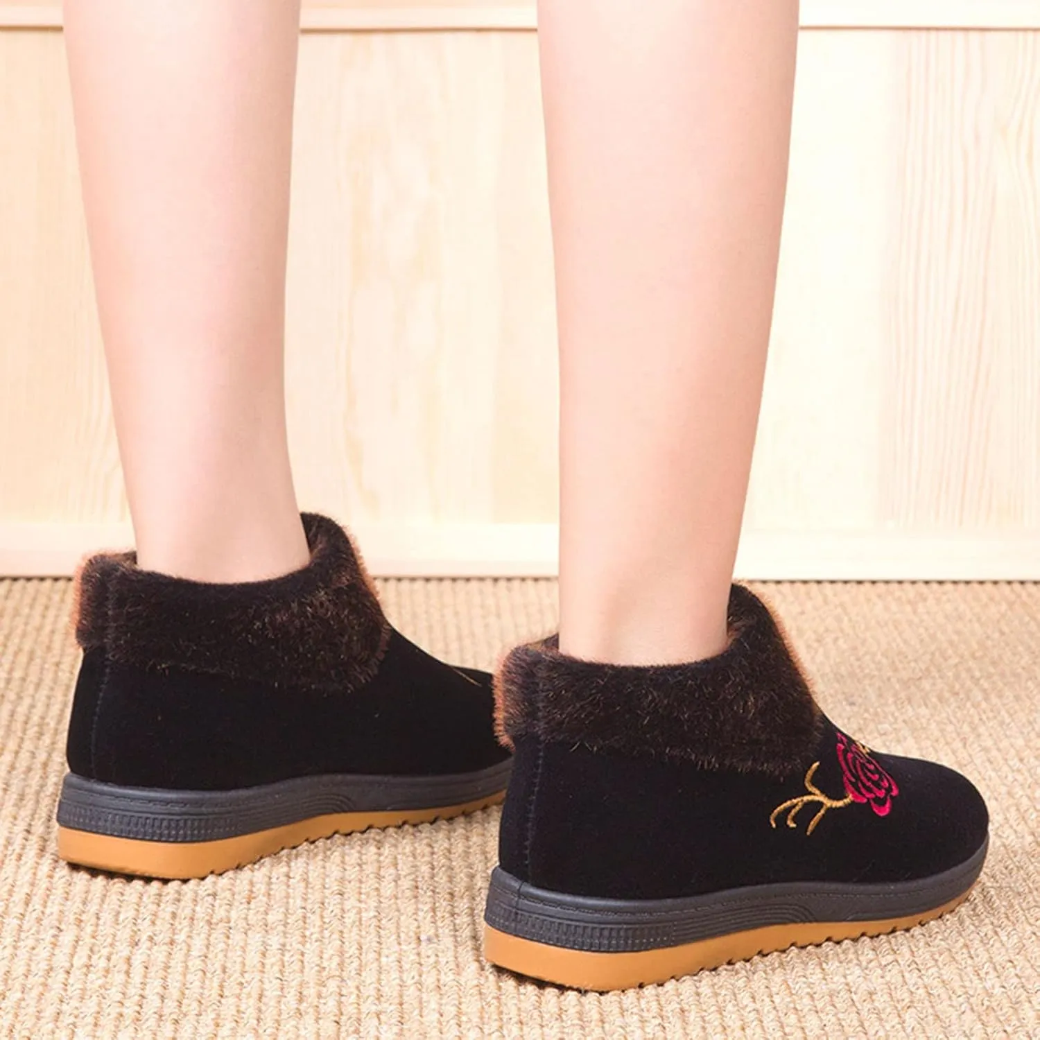Snow Boots for Women Womens Waterproof Winter Boots Size 8 Fur Lined Winter Boots for Women Mid Calf Winter Boots for Women Low Heel Women Winter Wide Width Boot