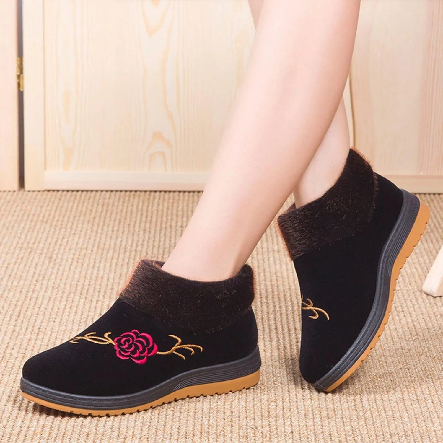 Snow Boots for Women Womens Waterproof Winter Boots Size 8 Fur Lined Winter Boots for Women Mid Calf Winter Boots for Women Low Heel Women Winter Wide Width Boot