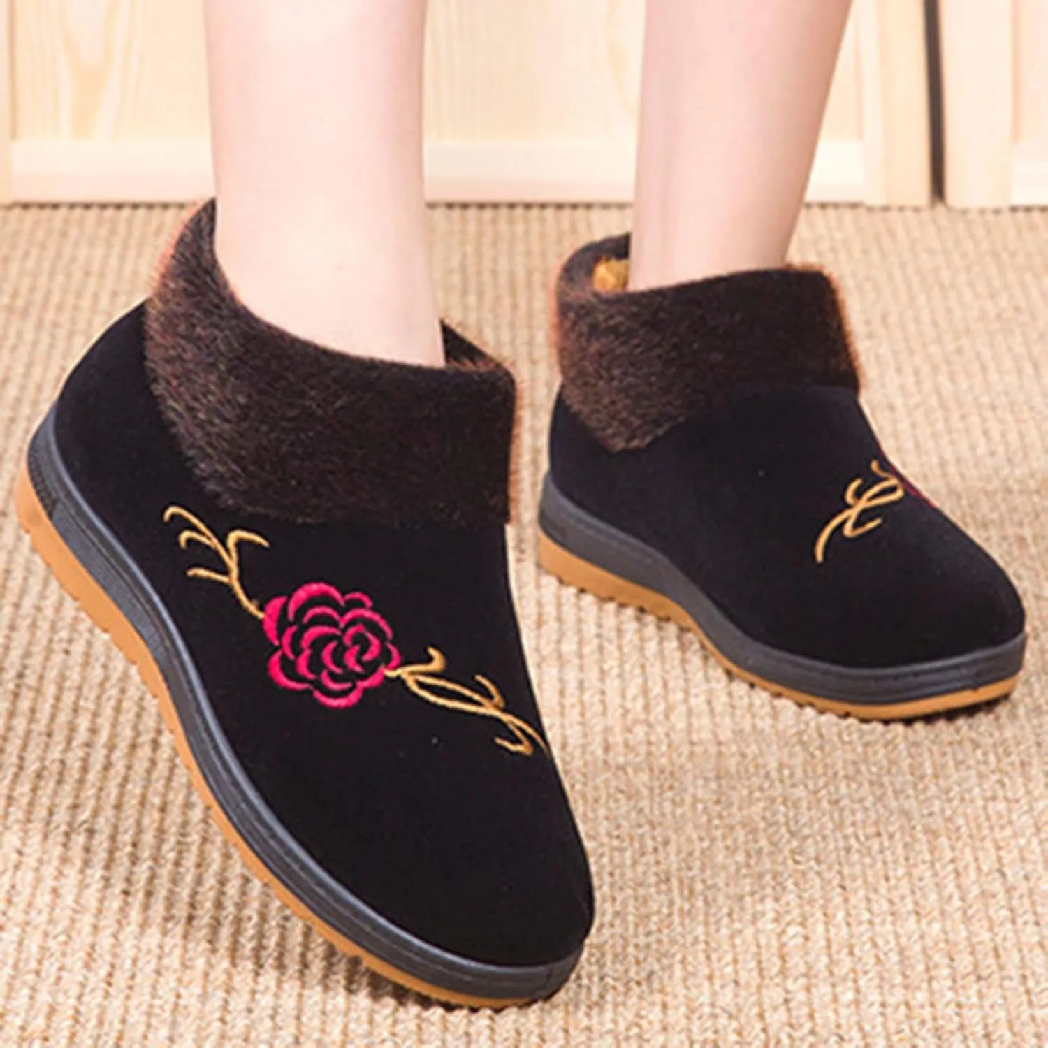 Snow Boots for Women Womens Waterproof Winter Boots Size 8 Fur Lined Winter Boots for Women Mid Calf Winter Boots for Women Low Heel Women Winter Wide Width Boot