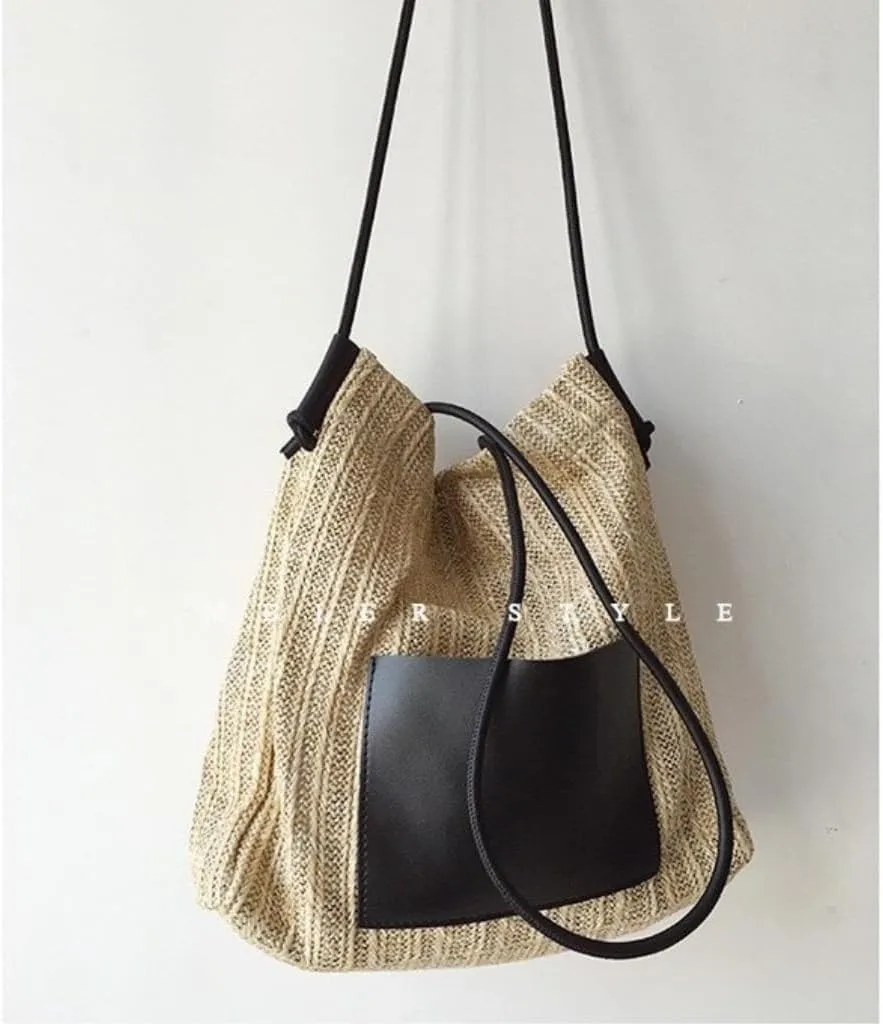 Straw Bag Vintage Woven Tote Bag Straw Bag Shoulder Bag Shopping Bag Beach Bag Mother And Child Bag Straw Bags