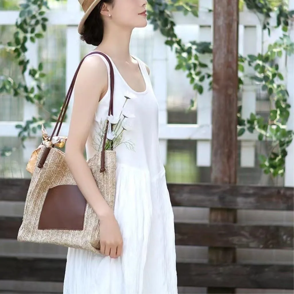 Straw Bag Vintage Woven Tote Bag Straw Bag Shoulder Bag Shopping Bag Beach Bag Mother And Child Bag Straw Bags