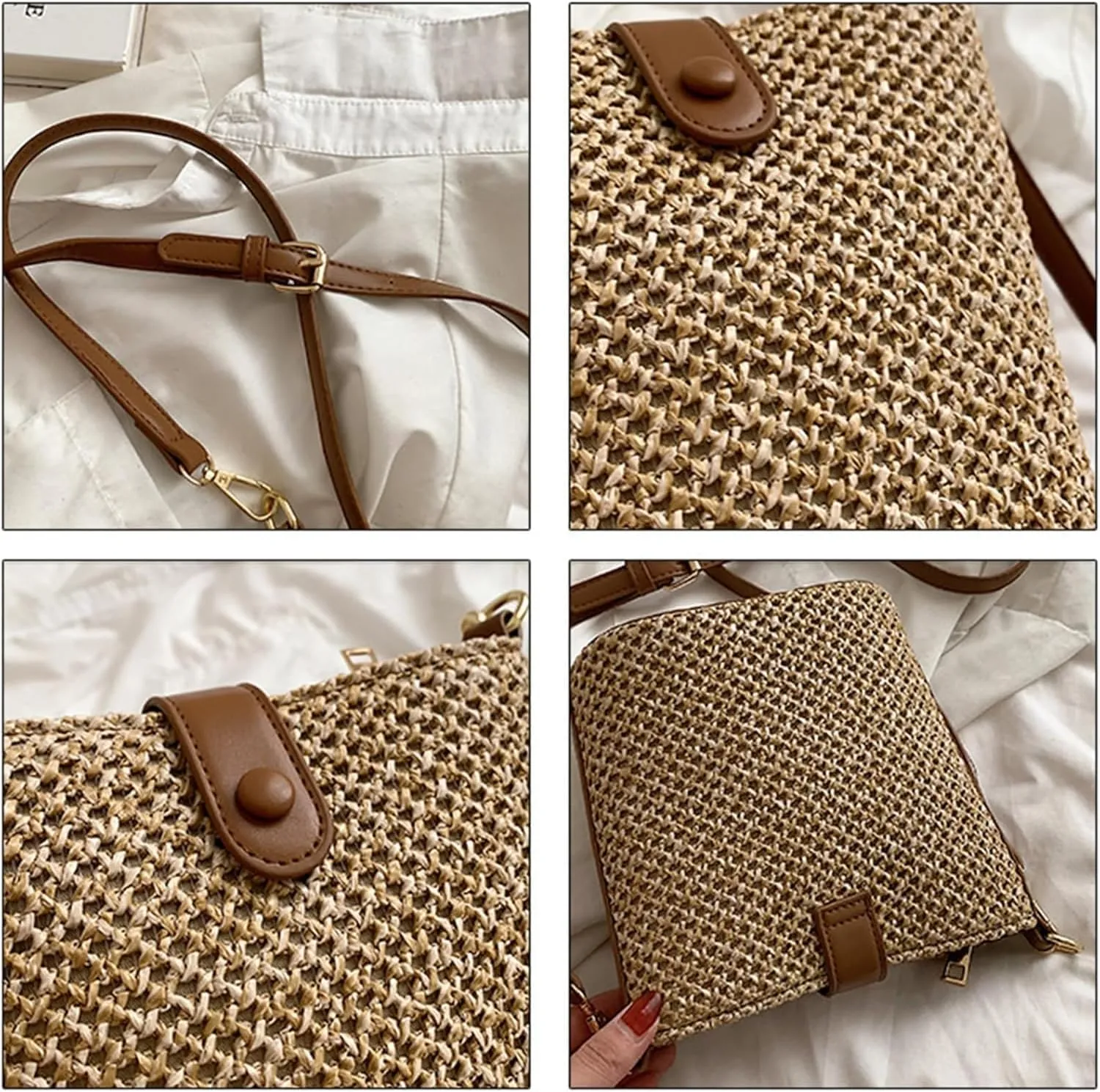 Straw Crossbody Purse Hobo Bags Women Vintage Shoulder Bag Tote Bag Summer Beach Bag Work Travel Bag