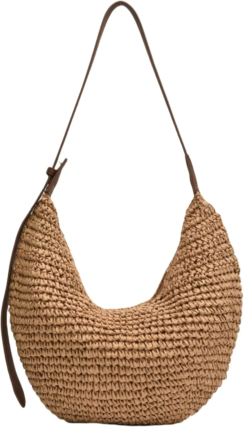 Straw Hobo Shoulder Bags for Women Crossbody Bag Woven Beach Tote Handbag Summer Travel Bag