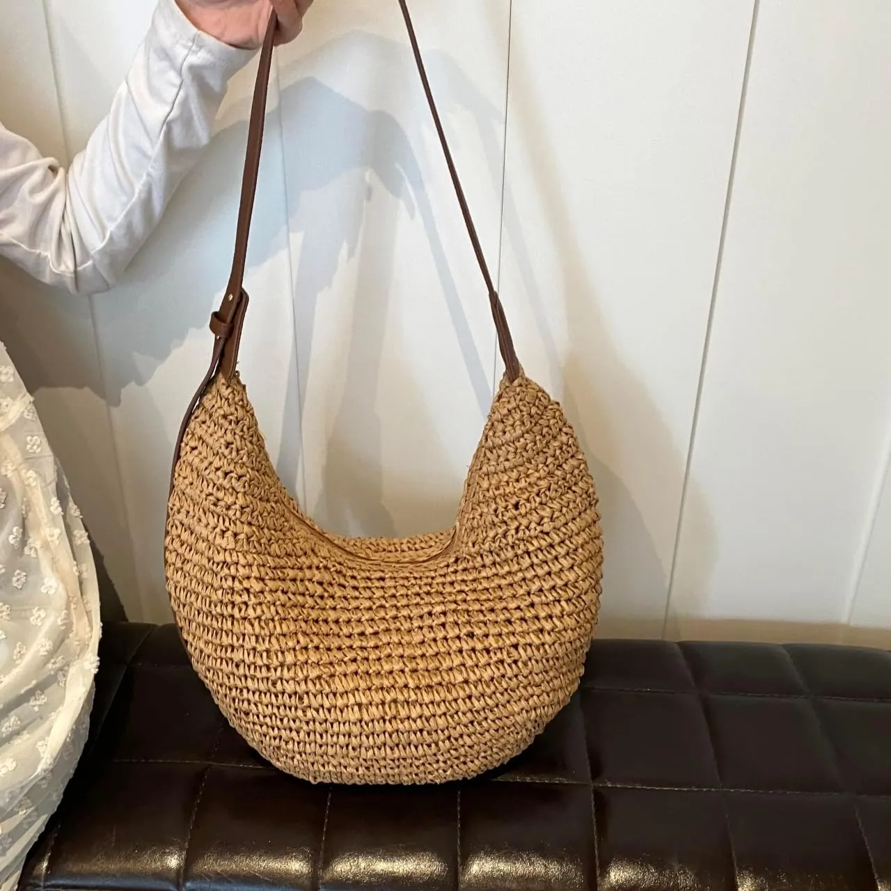 Straw Hobo Shoulder Bags for Women Crossbody Bag Woven Beach Tote Handbag Summer Travel Bag