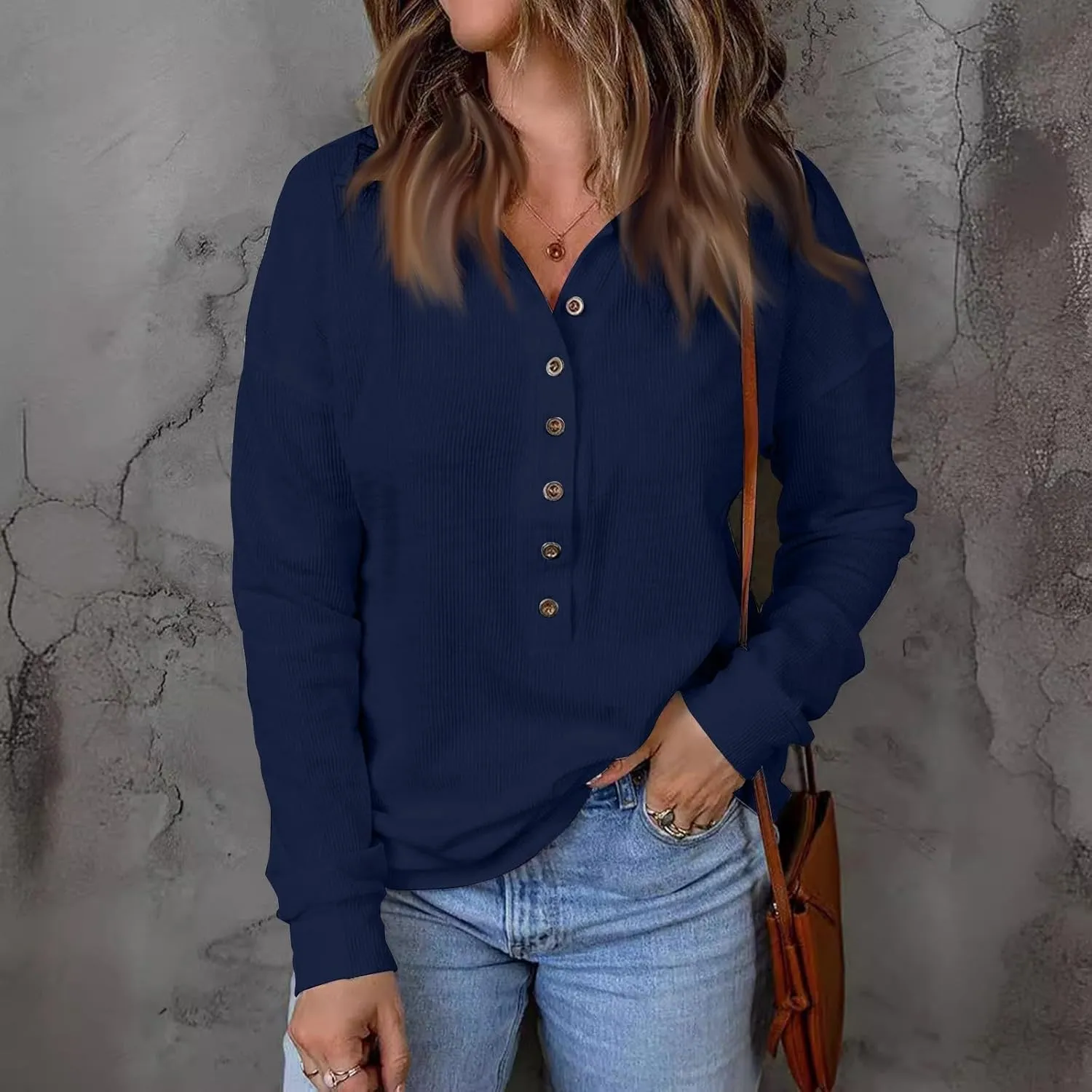 Striped Knitted Tops for Women Casual Lapel Collar Button Down Long Sleeve Relaxed Fit Sweatshirts Fall Loose Tunics