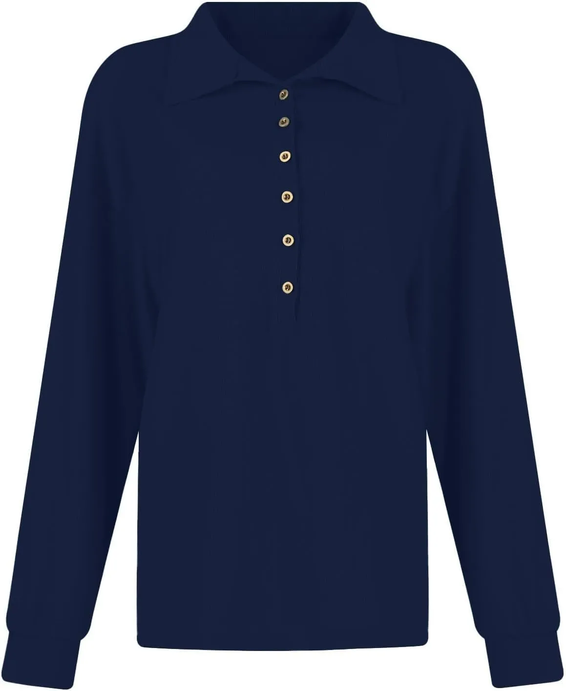 Striped Knitted Tops for Women Casual Lapel Collar Button Down Long Sleeve Relaxed Fit Sweatshirts Fall Loose Tunics
