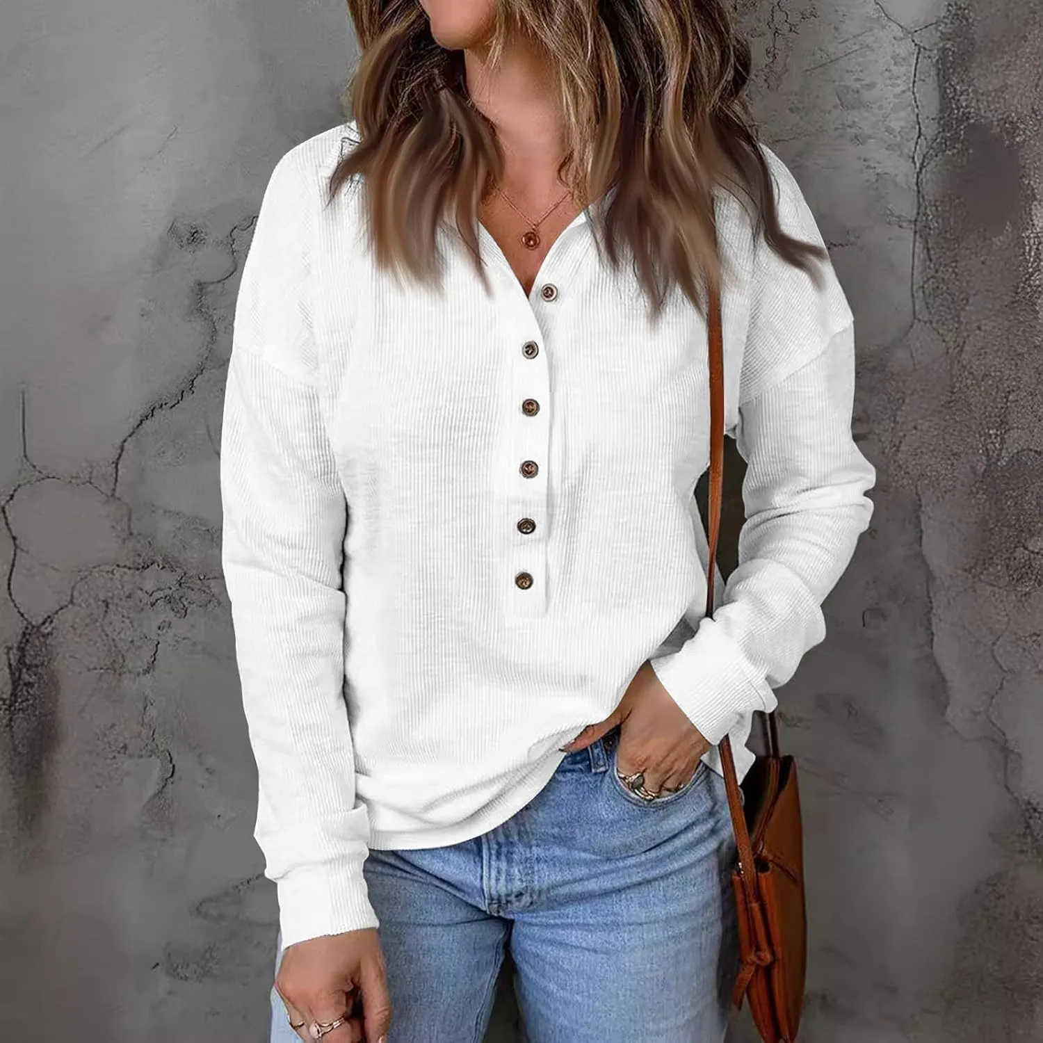 Striped Knitted Tops for Women Casual Lapel Collar Button Down Long Sleeve Relaxed Fit Sweatshirts Fall Loose Tunics
