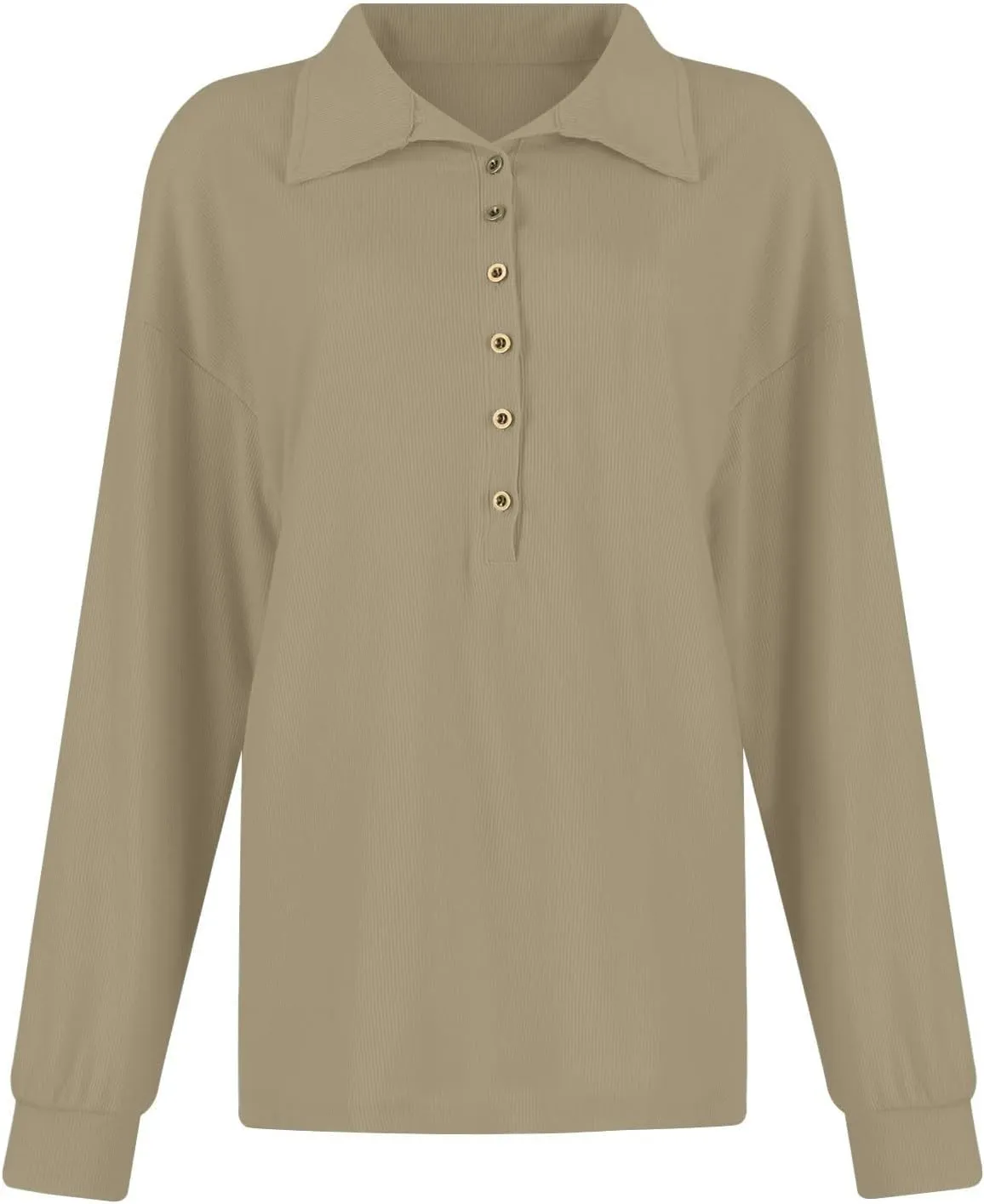 Striped Knitted Tops for Women Casual Lapel Collar Button Down Long Sleeve Relaxed Fit Sweatshirts Fall Loose Tunics