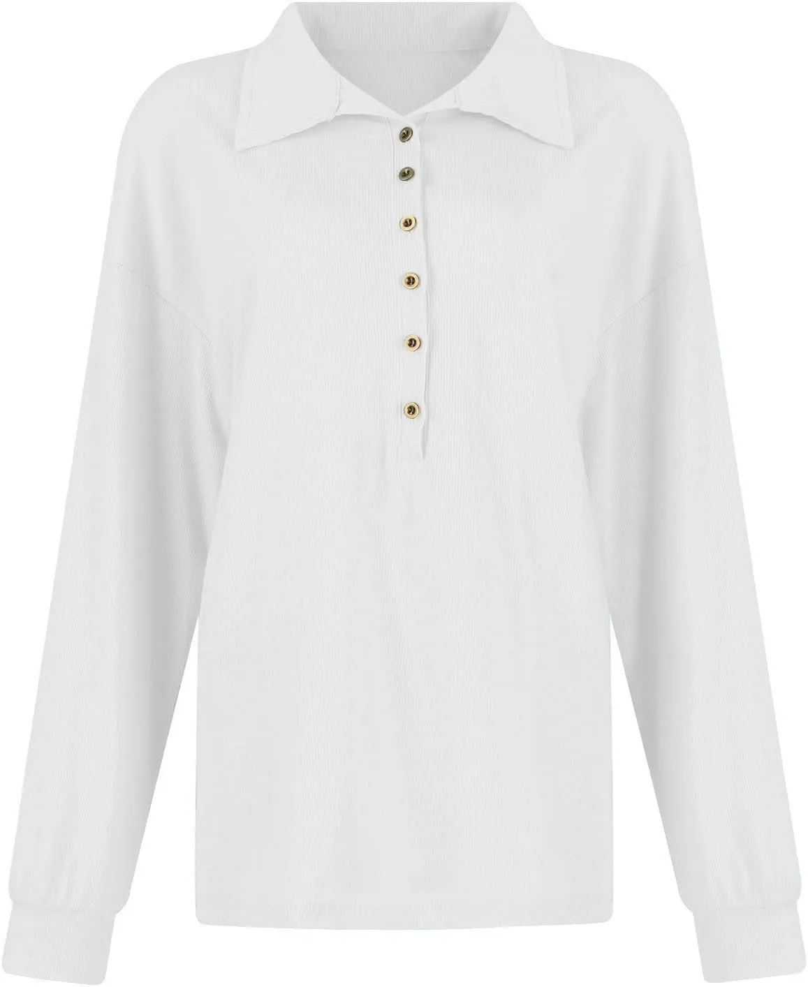 Striped Knitted Tops for Women Casual Lapel Collar Button Down Long Sleeve Relaxed Fit Sweatshirts Fall Loose Tunics