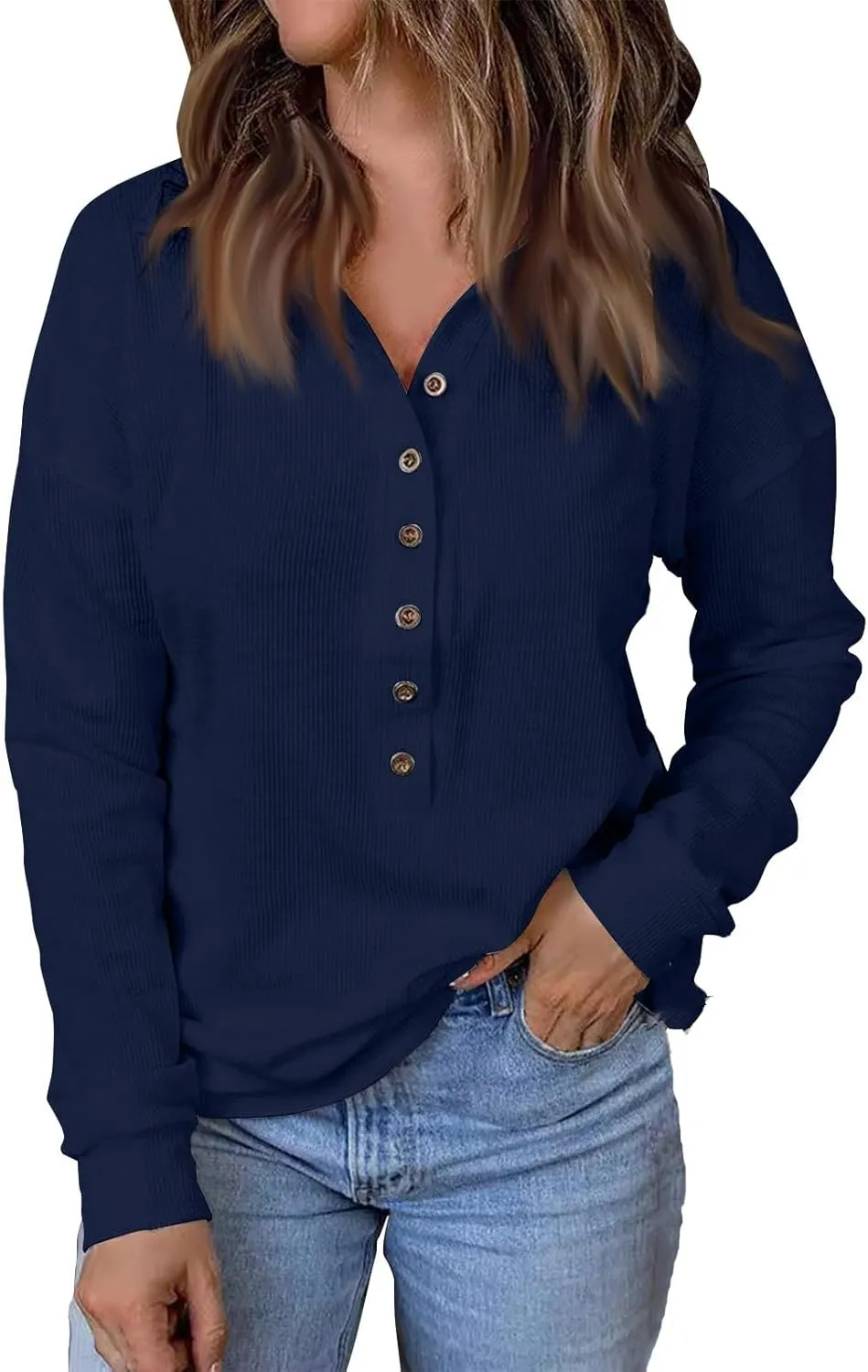 Striped Knitted Tops for Women Casual Lapel Collar Button Down Long Sleeve Relaxed Fit Sweatshirts Fall Loose Tunics
