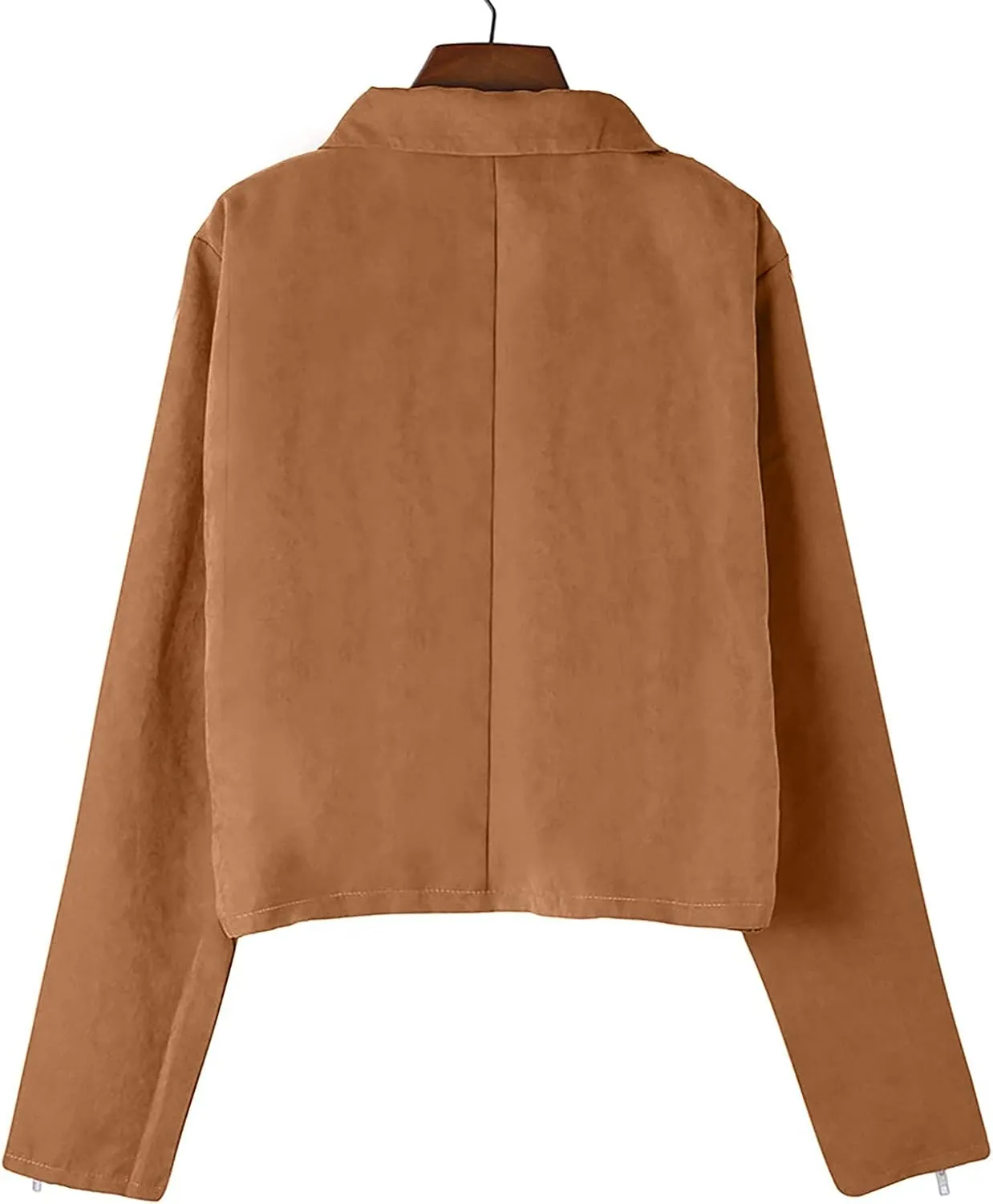 Suede Leather Jacket Women Sexy Motorcycle Zip up Jackets Lapel Quilted Fall Winter Black Trench Coat