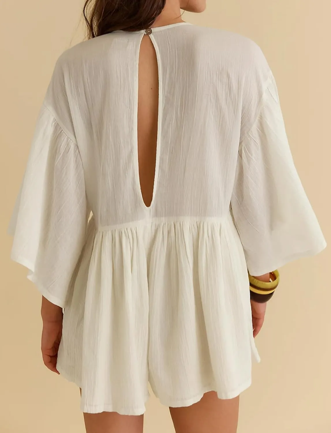 Summer Flowy Short Jumpsuits for Women V Neck Rompers 2025 Lounge Vacation Beach One Piece Outfits with Pockets