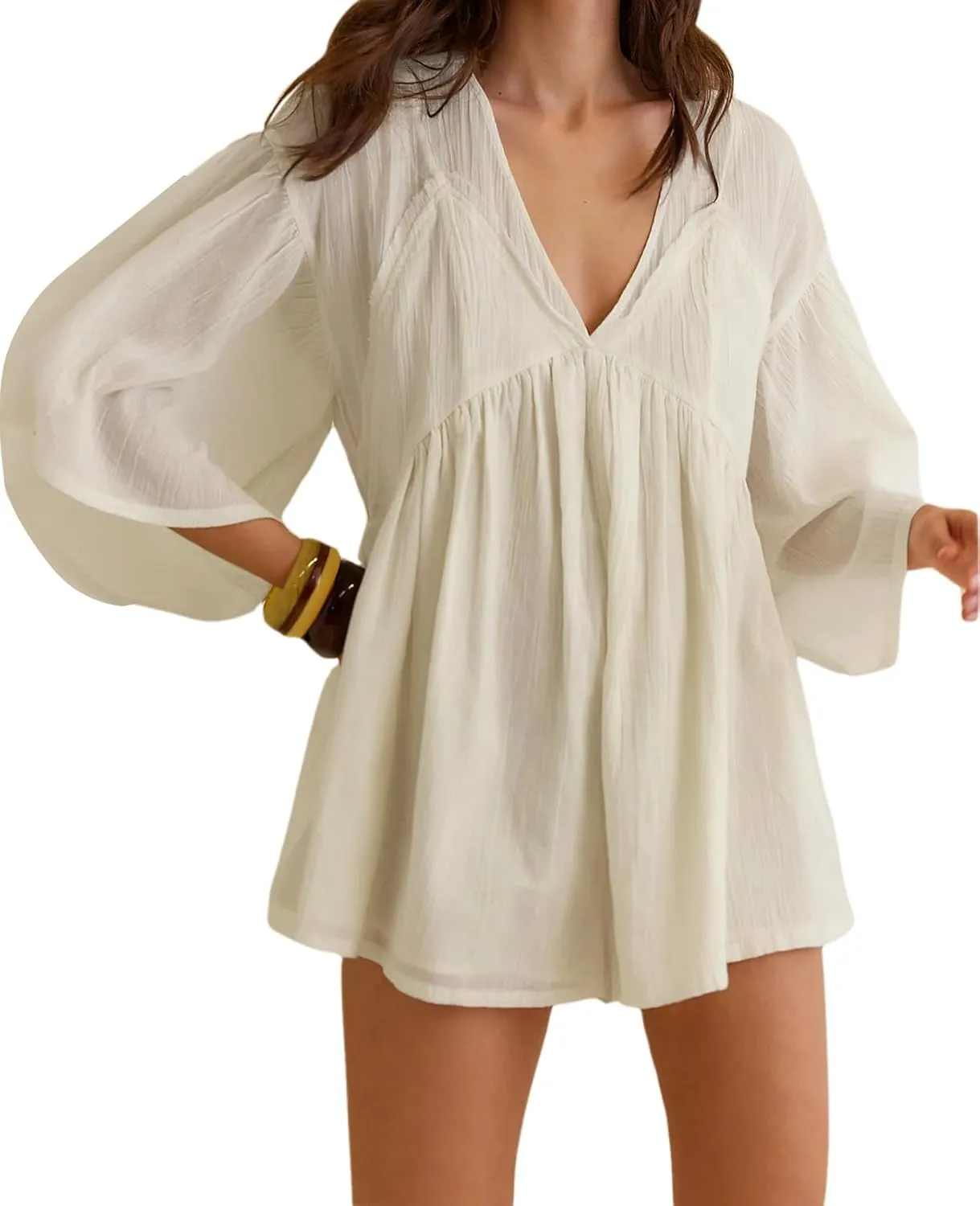 Summer Flowy Short Jumpsuits for Women V Neck Rompers 2025 Lounge Vacation Beach One Piece Outfits with Pockets