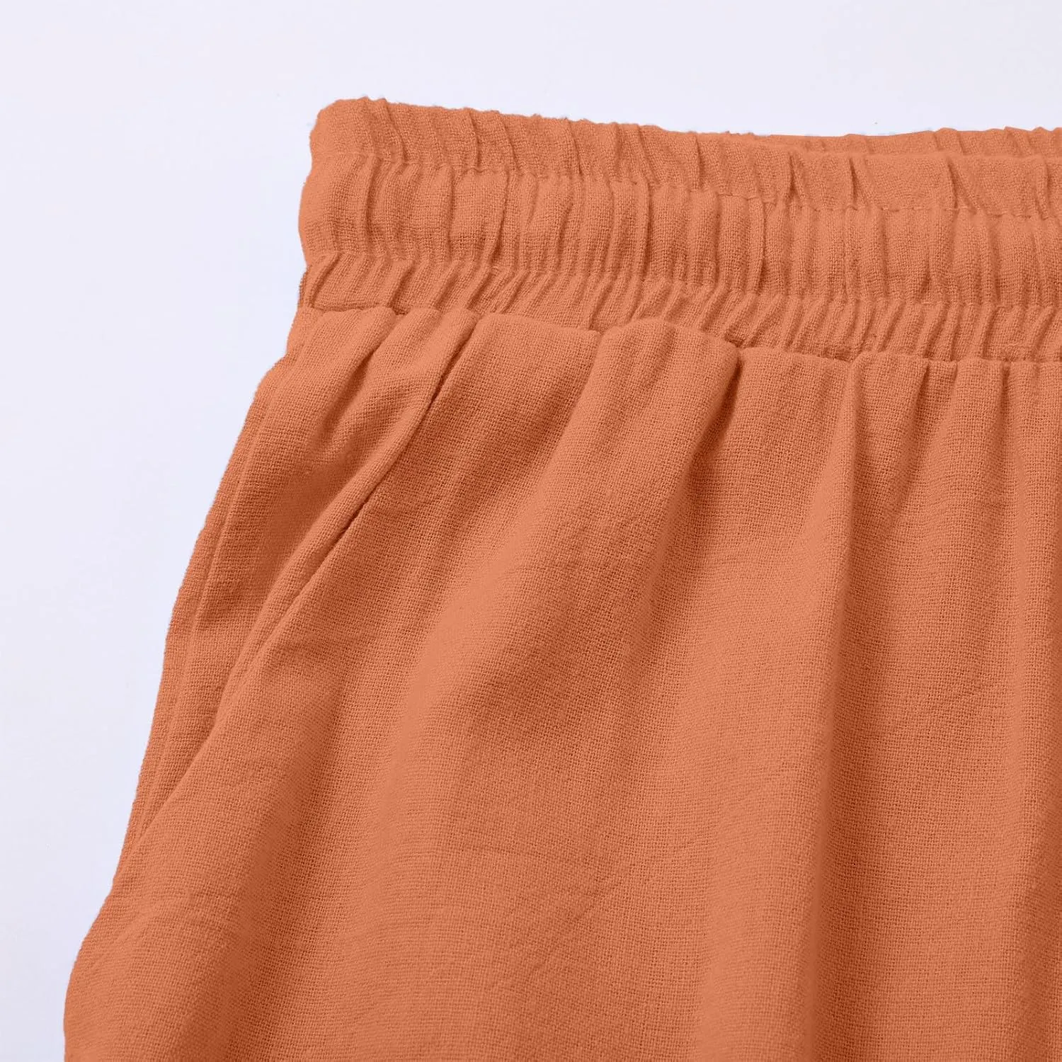 Summer Linen Pants for Women Wide Leg Palazzo Flowy Pants Casual Loose High Waisted Drawstring Solid Lounge Trousers