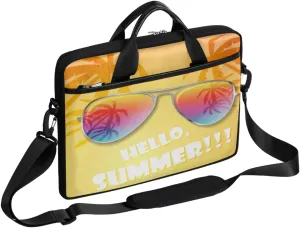 Summer Sunglasses Palm Tree Laptop Shoulder Bag Computer Bag Sleeves Briefcase Laptop Shoulder Messenger Bag with Handle Strap, Fits Laptop 14-15.6 Inch