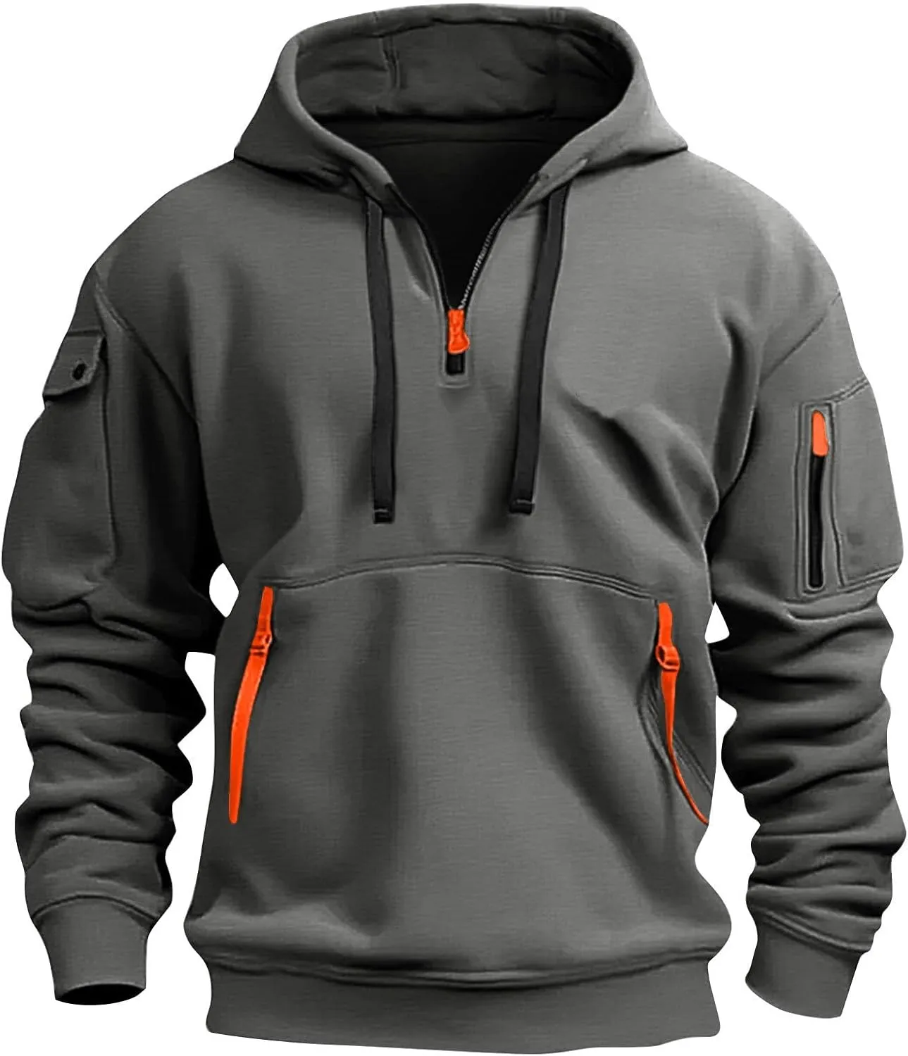 Sweatshirts for Men 1/4 Zip Soft Lightweight Fashion Drawstring Men's Sweatshirts Cool Vintage Hoodie with Pockets