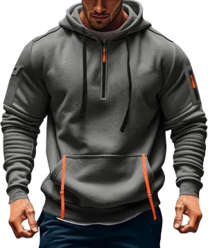 Sweatshirts for Men 1/4 Zip Soft Lightweight Fashion Drawstring Men's Sweatshirts Cool Vintage Hoodie with Pockets