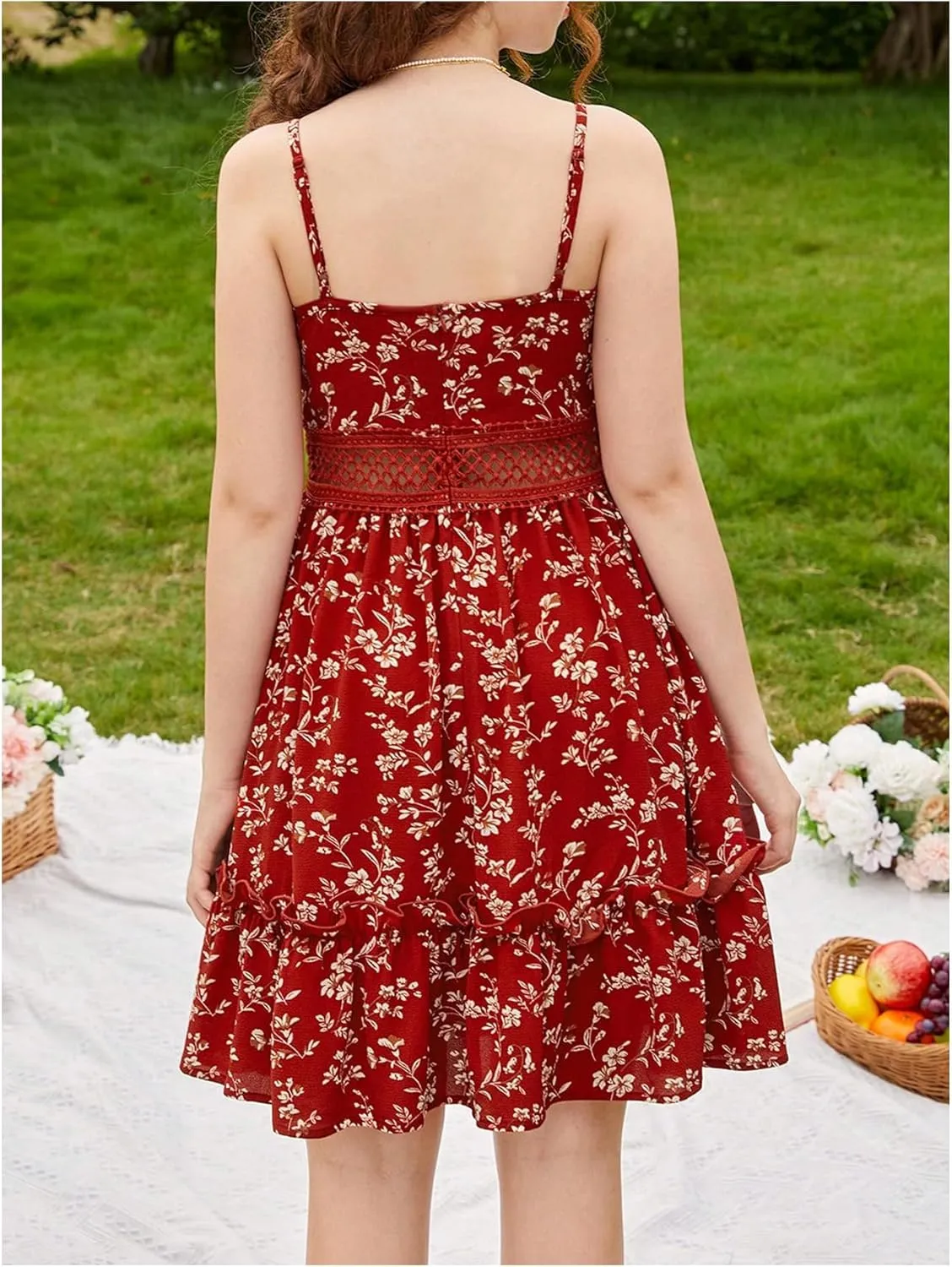 SweatyRocks Girl's Floral Print Ruffle Hem Sleeveless Summer Cami Dresses