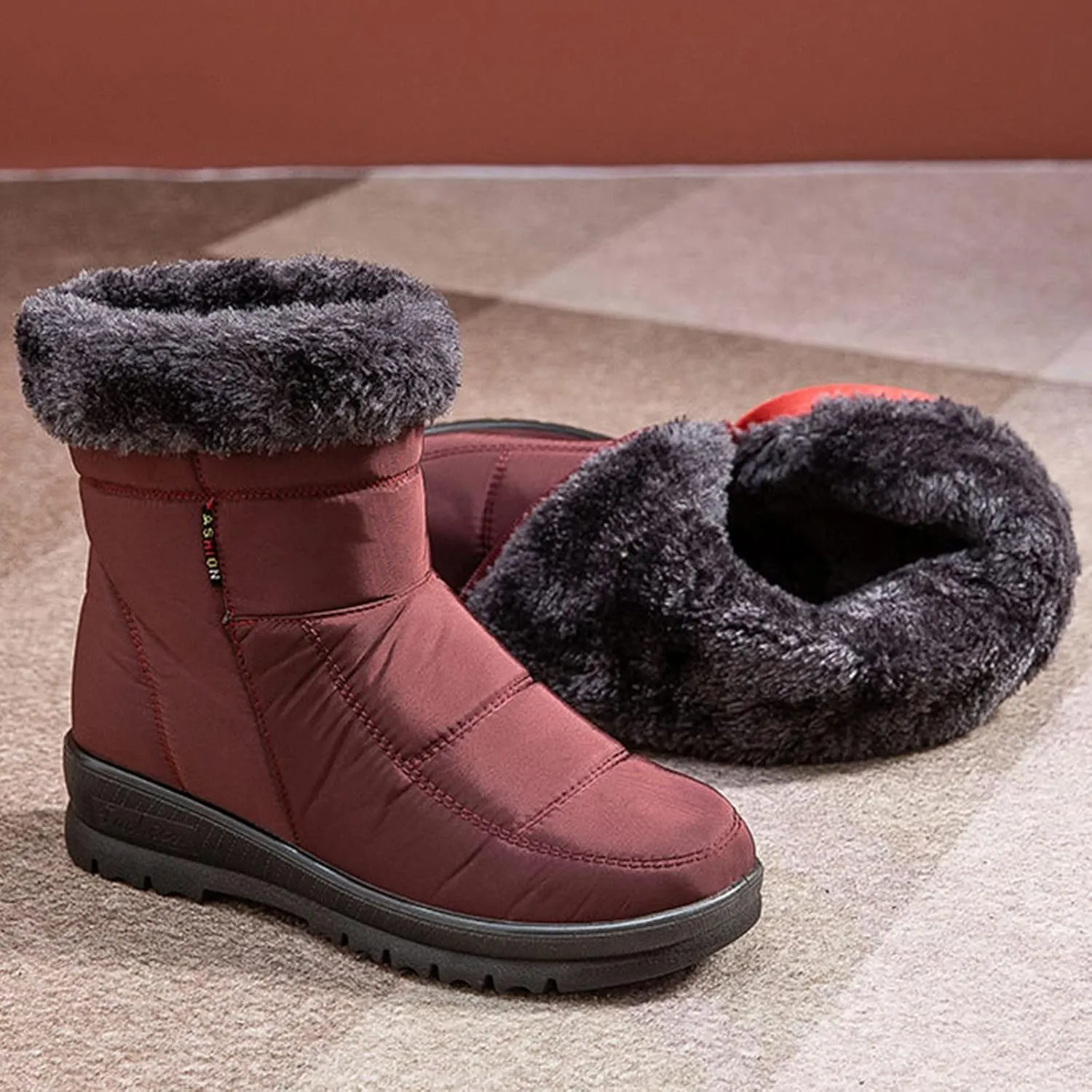 Tall Winter Boots for Women Waterproof Snow Non Slip Snow Boot Women Low Waterproof Snow Boots Women Pull on Fashionable Winter Boots for Women Botas De Trabajo Para Mujer En El Frio