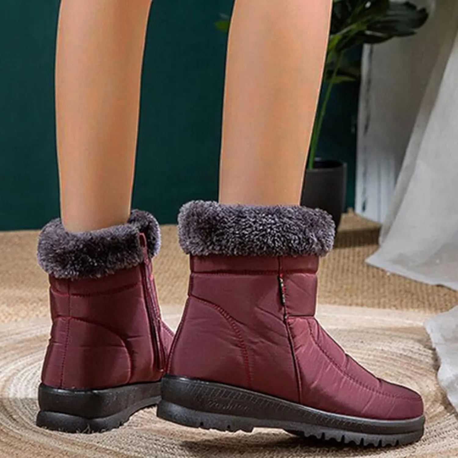 Tall Winter Boots for Women Waterproof Snow Non Slip Snow Boot Women Low Waterproof Snow Boots Women Pull on Fashionable Winter Boots for Women Botas De Trabajo Para Mujer En El Frio