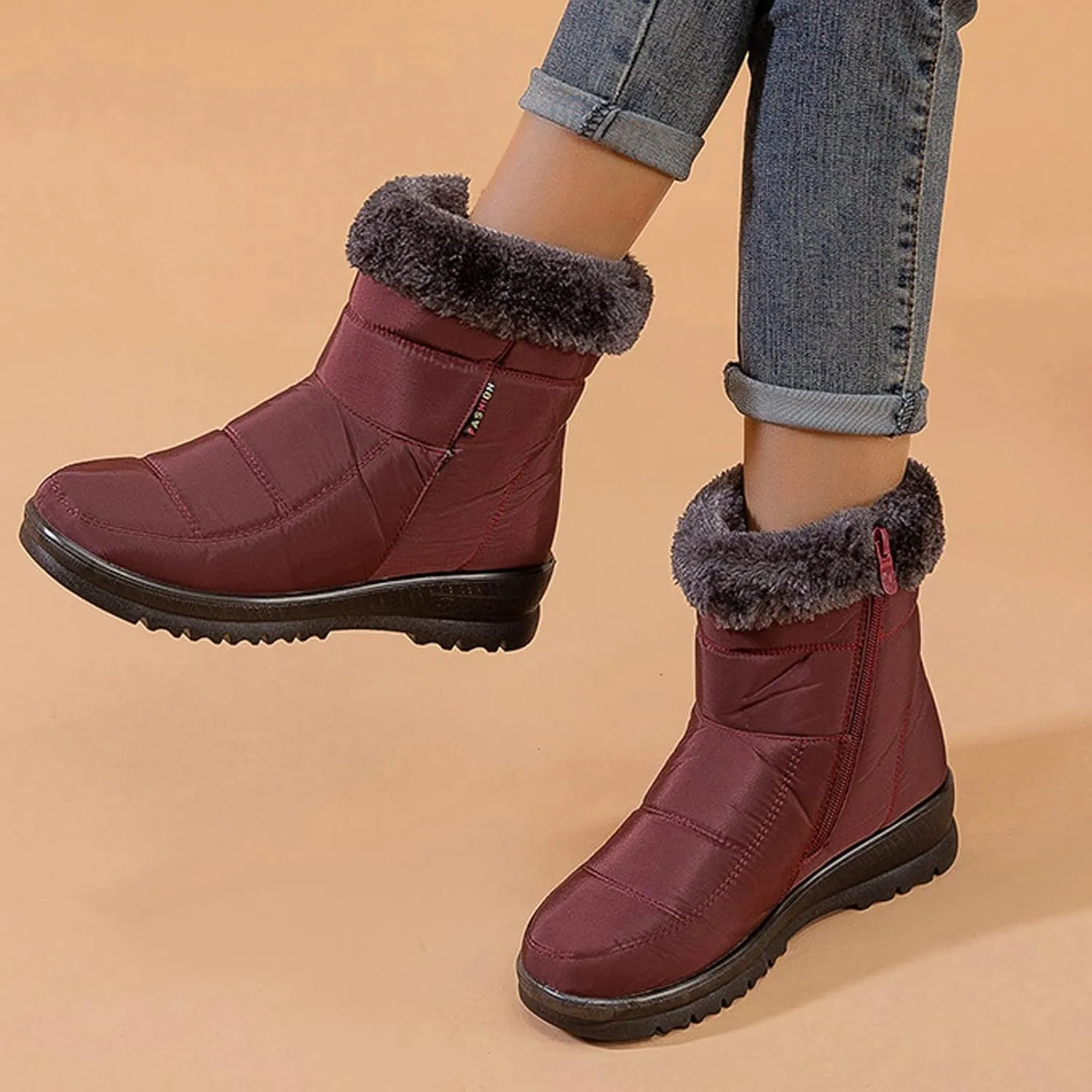 Tall Winter Boots for Women Waterproof Snow Non Slip Snow Boot Women Low Waterproof Snow Boots Women Pull on Fashionable Winter Boots for Women Botas De Trabajo Para Mujer En El Frio