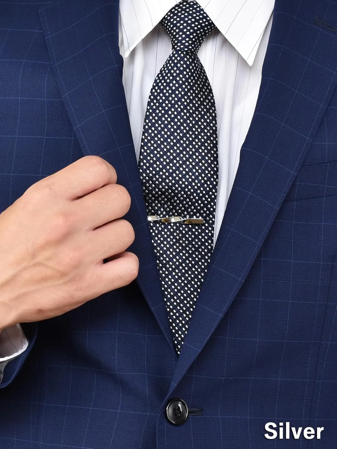 [TAVARAT] Tie Clip Tie Clips for Men twist type Black Silver Tie Bar Tie Pin Tps-077