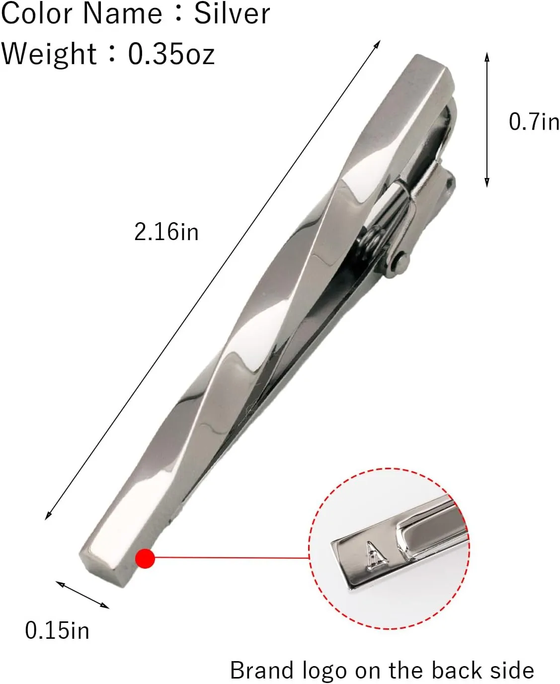 [TAVARAT] Tie Clip Tie Clips for Men twist type Black Silver Tie Bar Tie Pin Tps-077