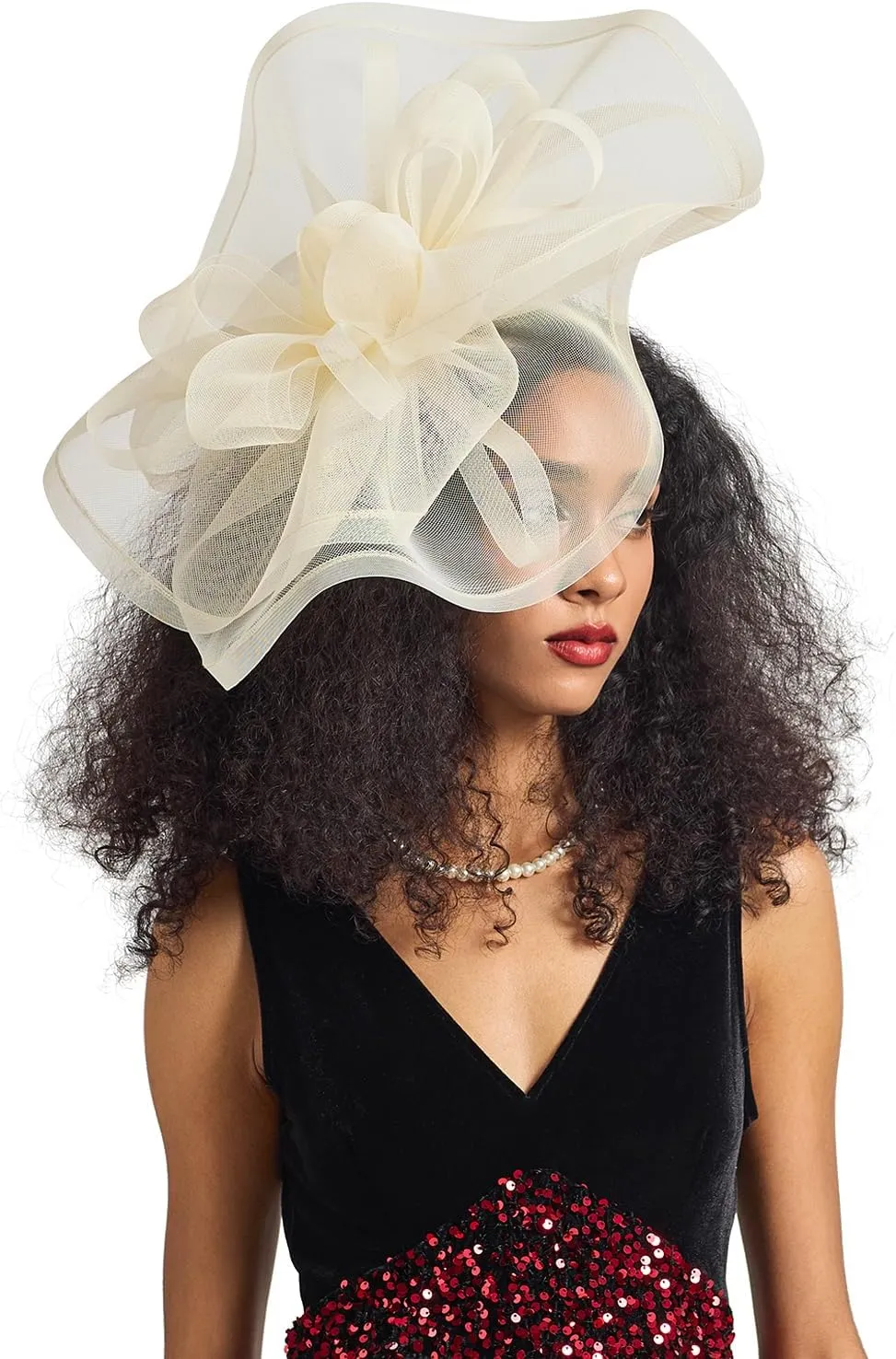 Tea Party Hat Fascinators Hats for Women Girls Elegant Kentucky Derby Hat Flower Feather Headband Outfits for Wedding Church