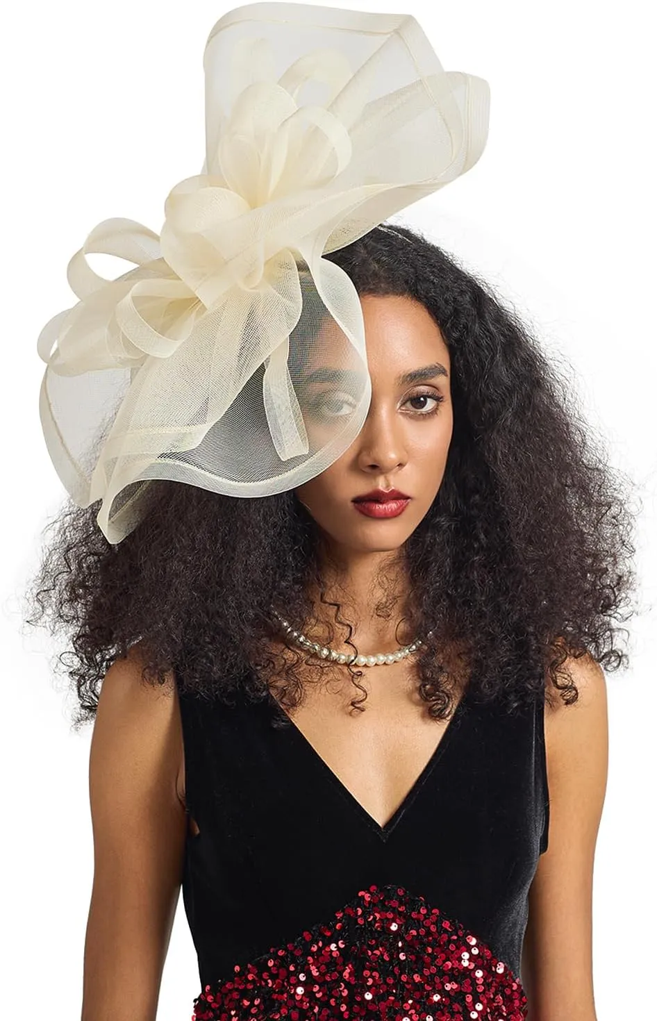 Tea Party Hat Fascinators Hats for Women Girls Elegant Kentucky Derby Hat Flower Feather Headband Outfits for Wedding Church