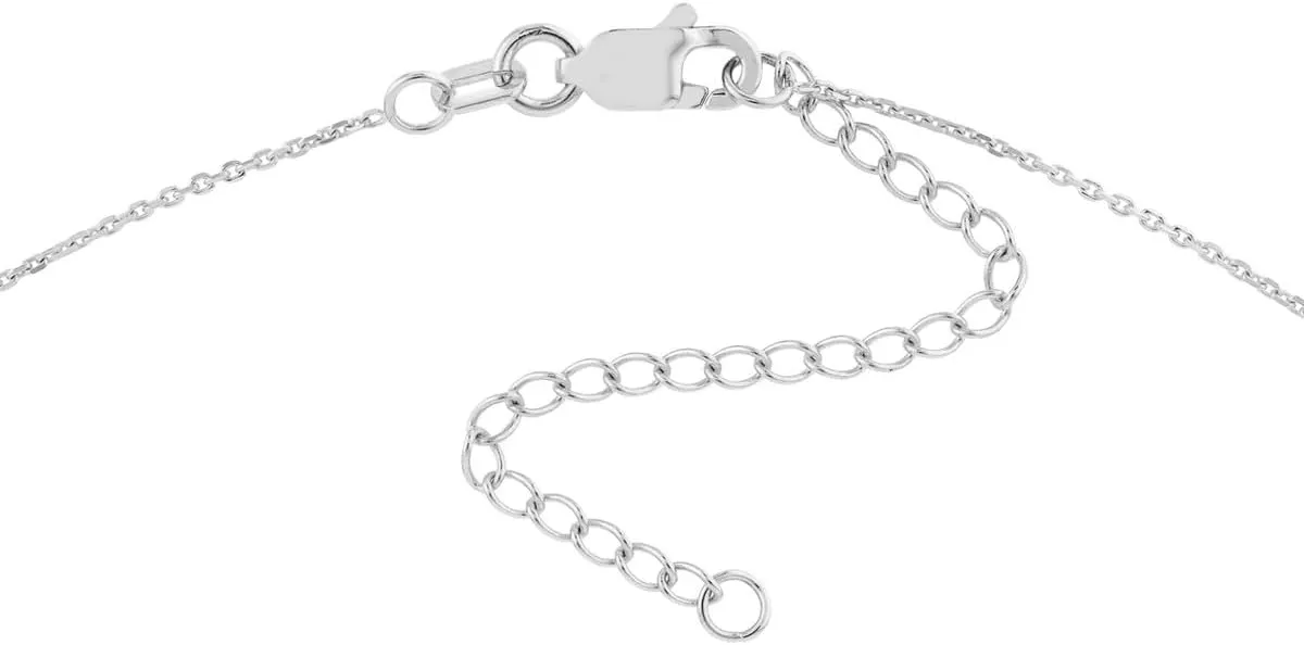 Thin Curved Bar Necklace - 14K White Gold - Adjustable - Cable Chain