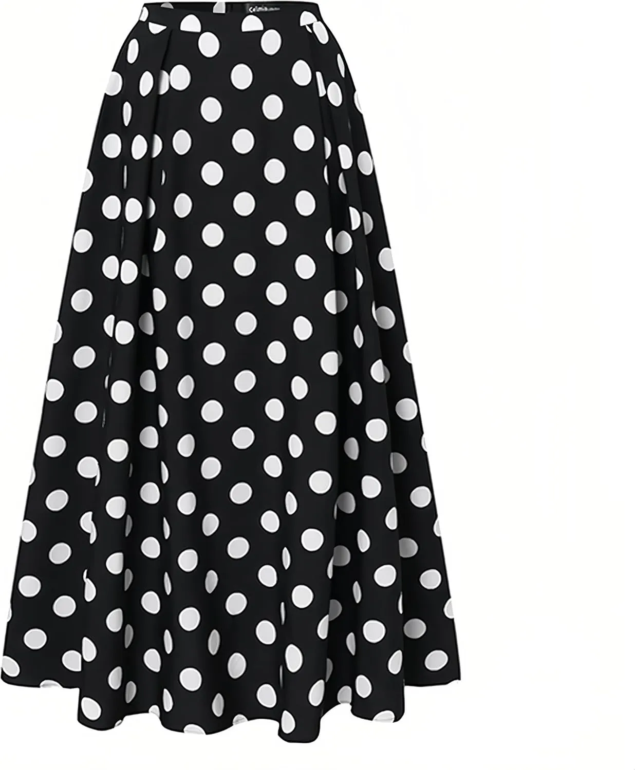 ThreeH Women's Pleated Skirt Casual Flared High Waisted Long Skirt Basic A-Line Dot Bohemia