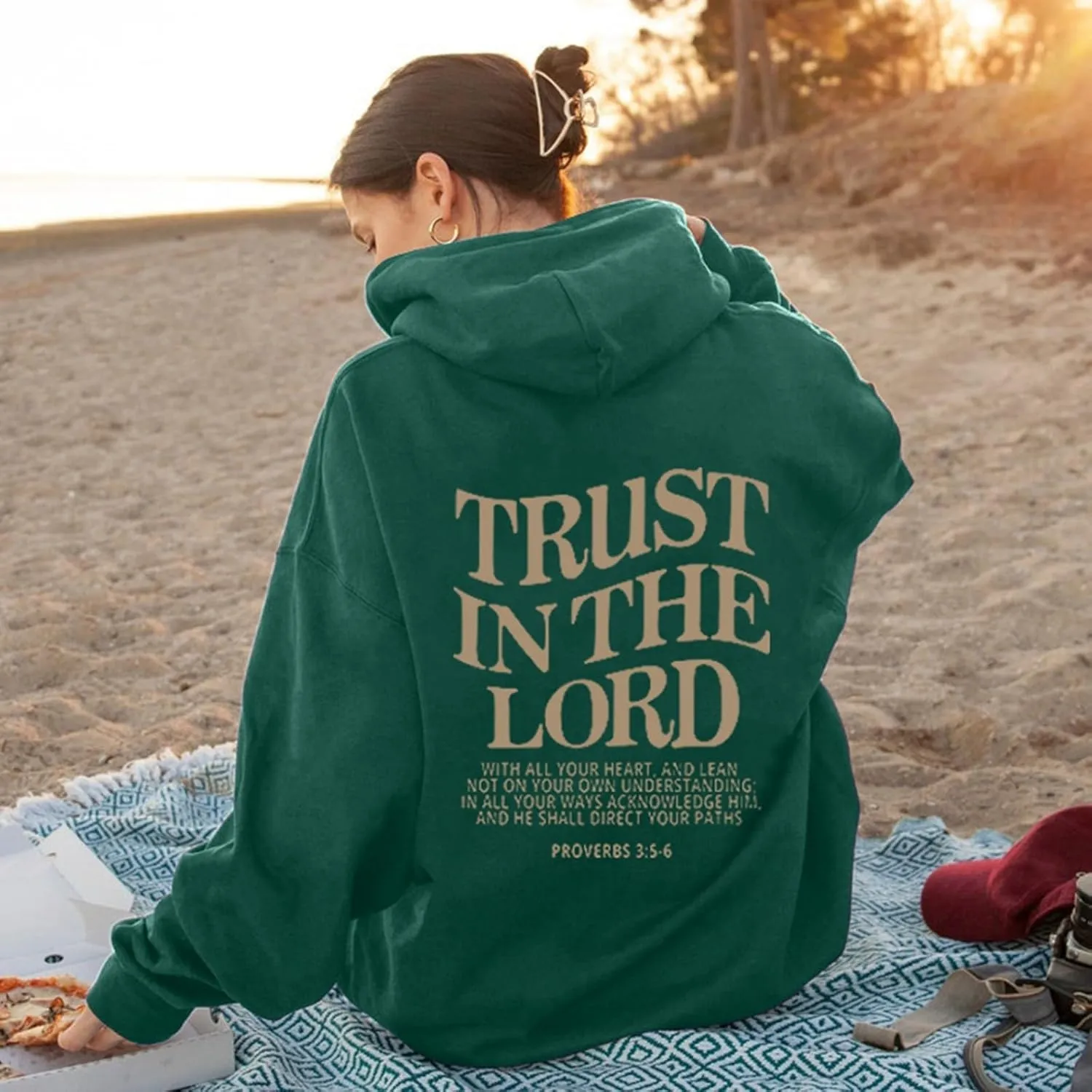 Trust in The Lord Christian Hoodies for Women Men Oversized Christian Hoodie for Teen Girl Casual Graphic Pullover Tops
