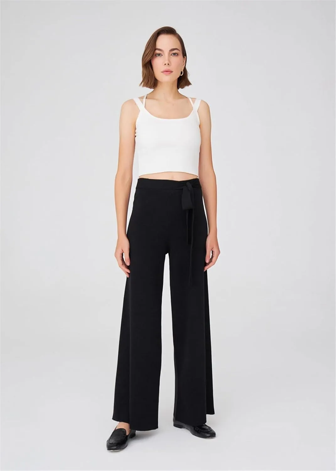 Tube Leg High Waist Women's Knitwear Trousers