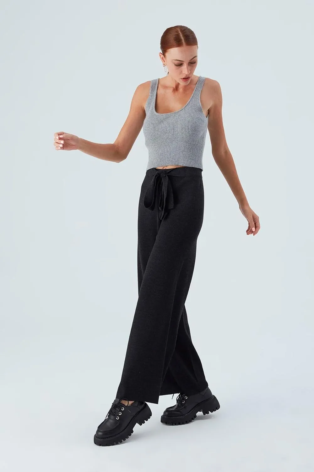 Tube Leg High Waist Women's Knitwear Trousers