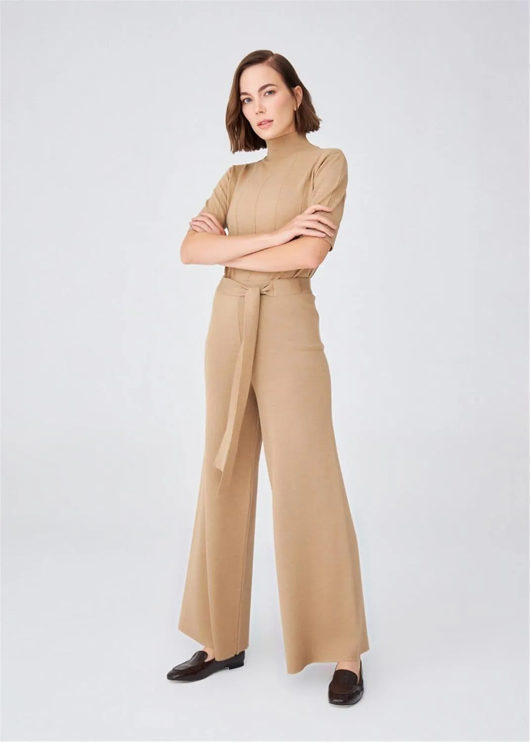 Tube Leg High Waist Women's Knitwear Trousers