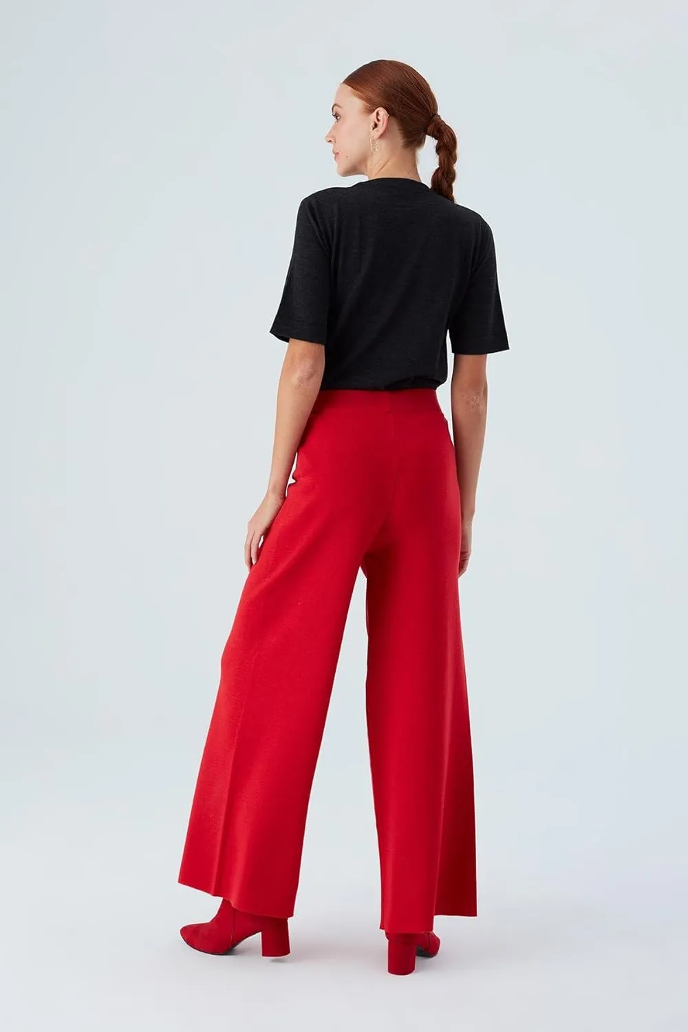 Tube Leg High Waist Women's Knitwear Trousers