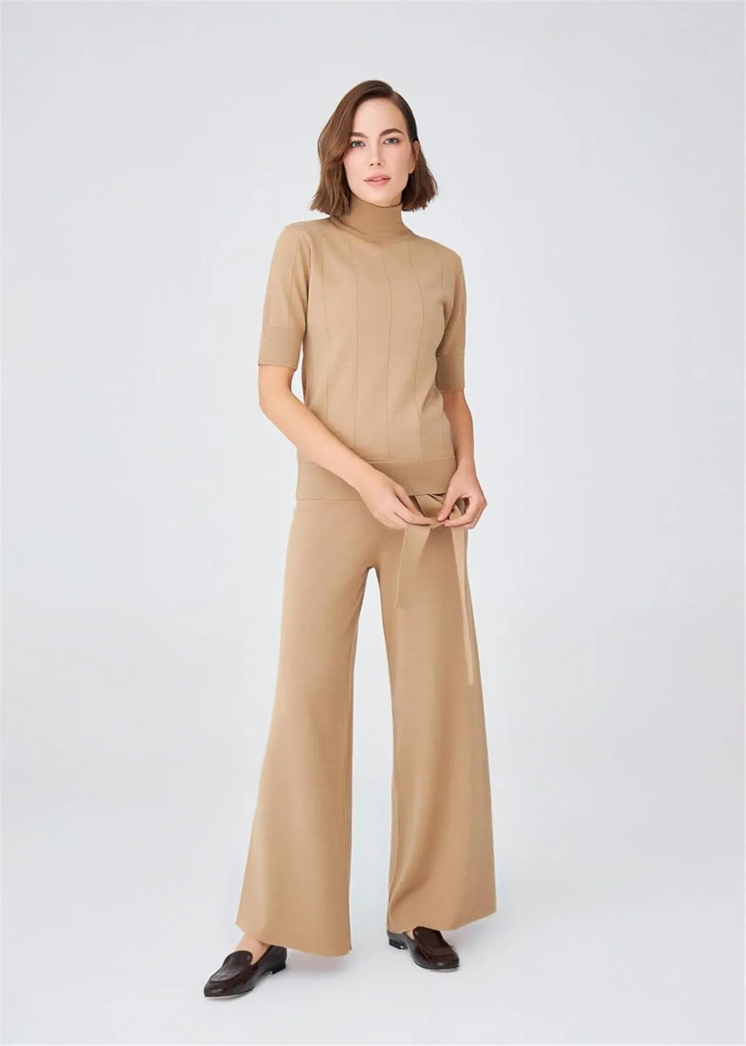 Tube Leg High Waist Women's Knitwear Trousers