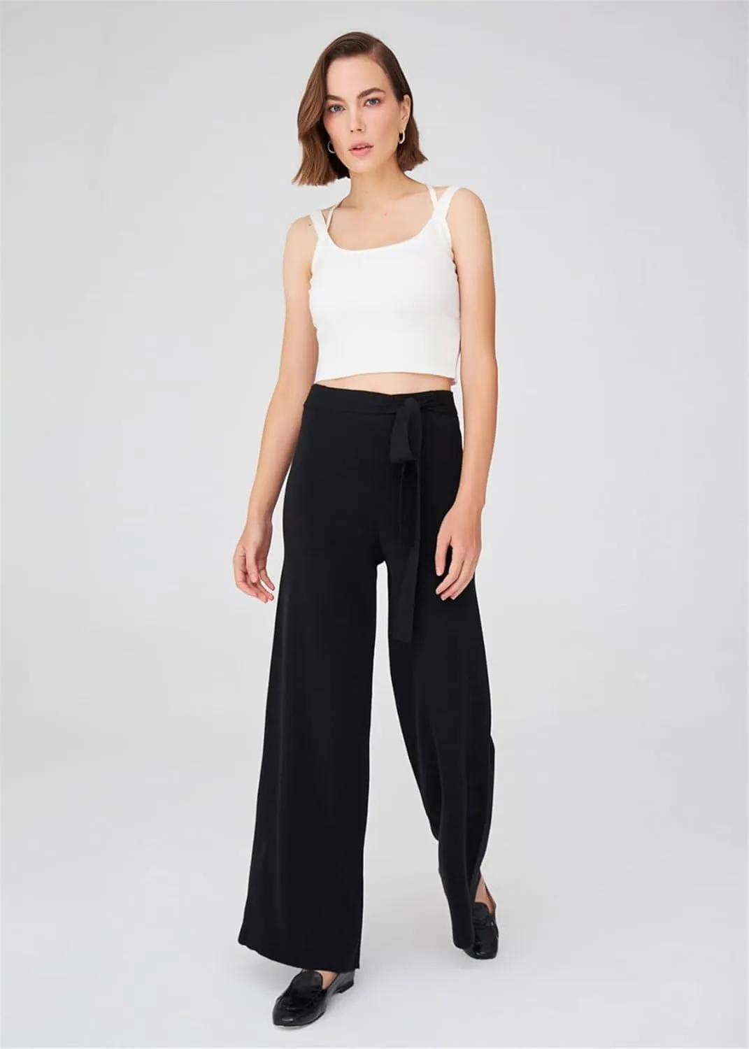 Tube Leg High Waist Women's Knitwear Trousers