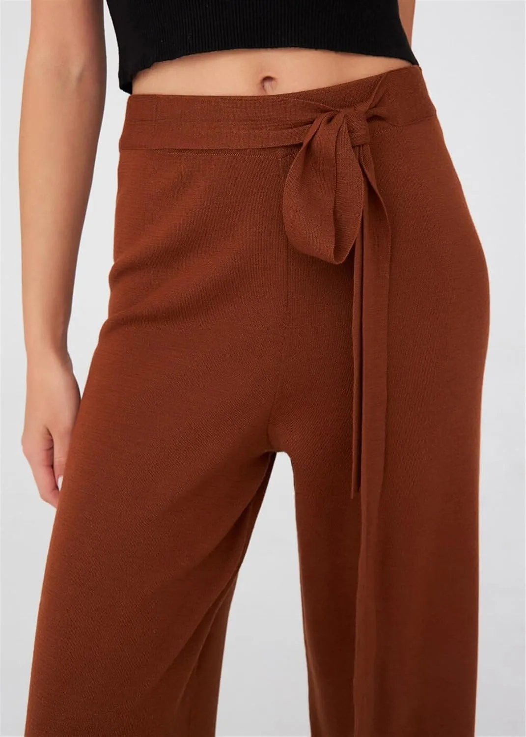 Tube Leg High Waist Women's Knitwear Trousers