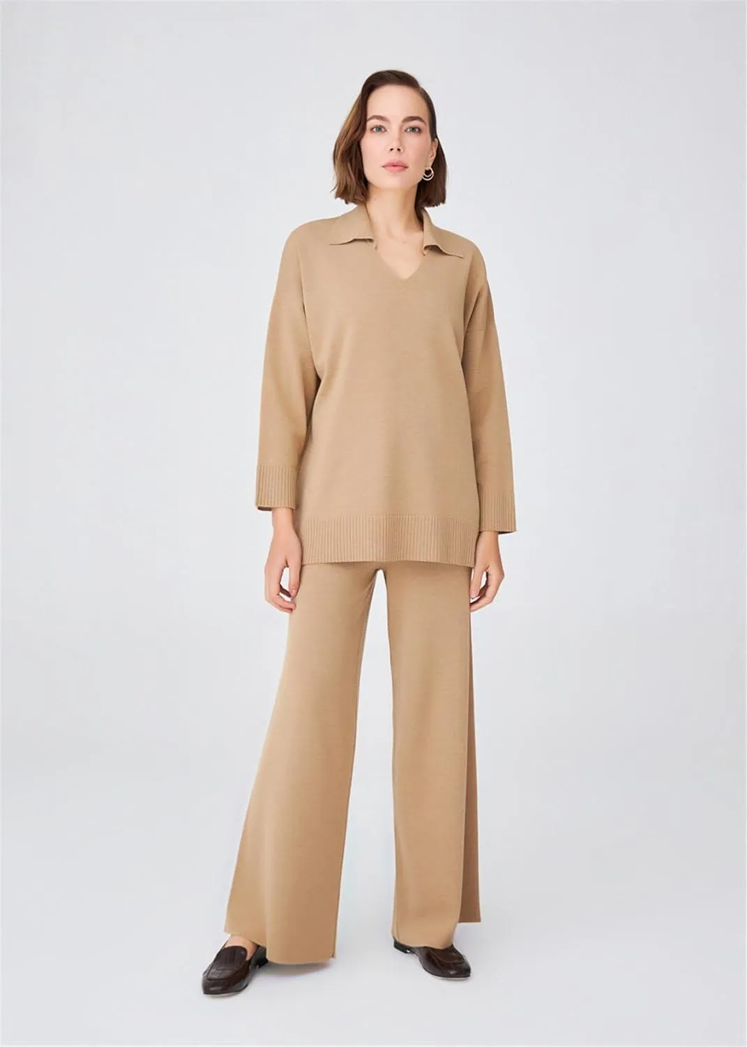 Tube Leg High Waist Women's Knitwear Trousers