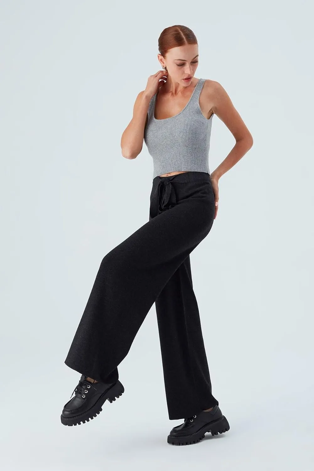Tube Leg High Waist Women's Knitwear Trousers