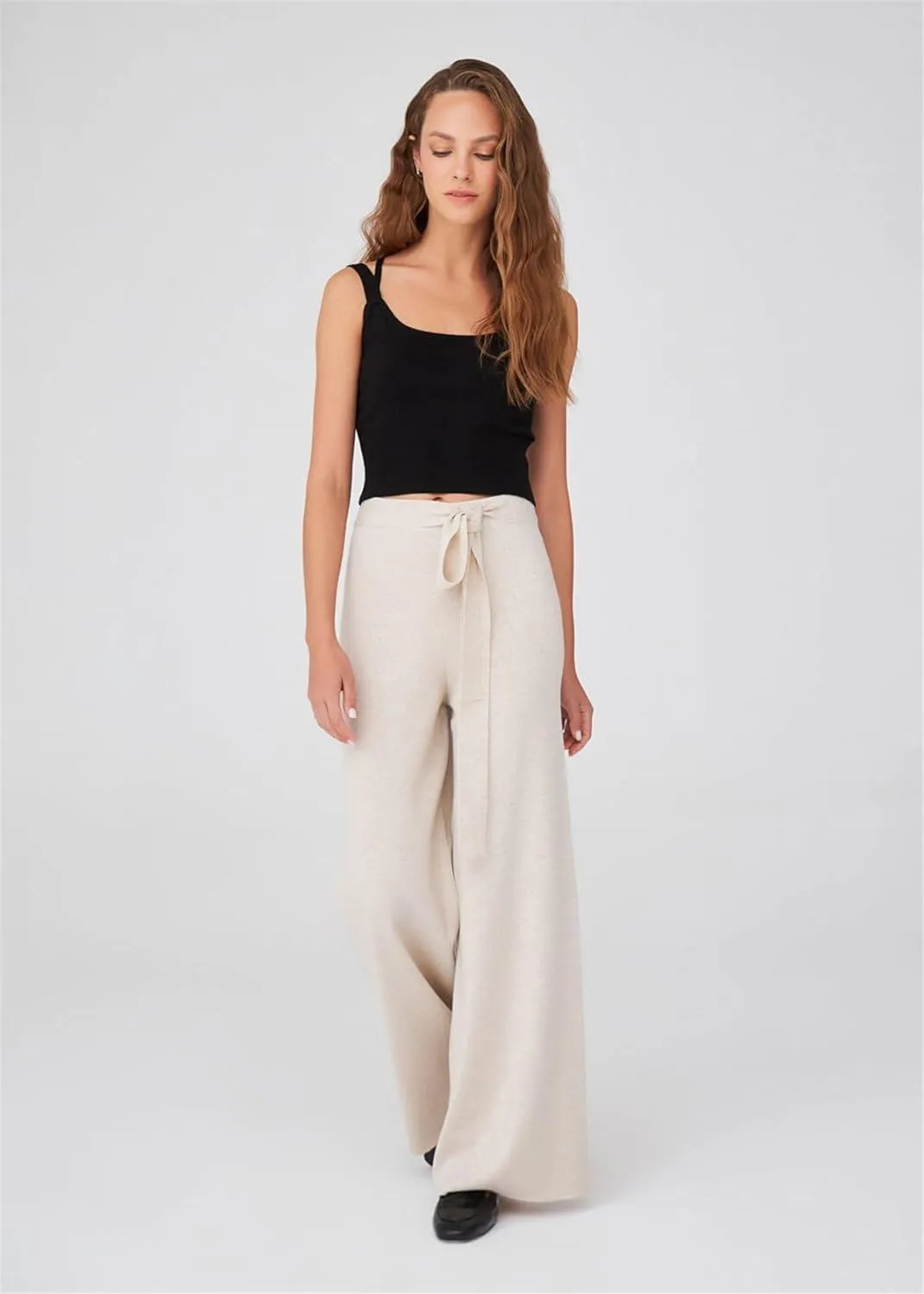 Tube Leg High Waist Women's Knitwear Trousers