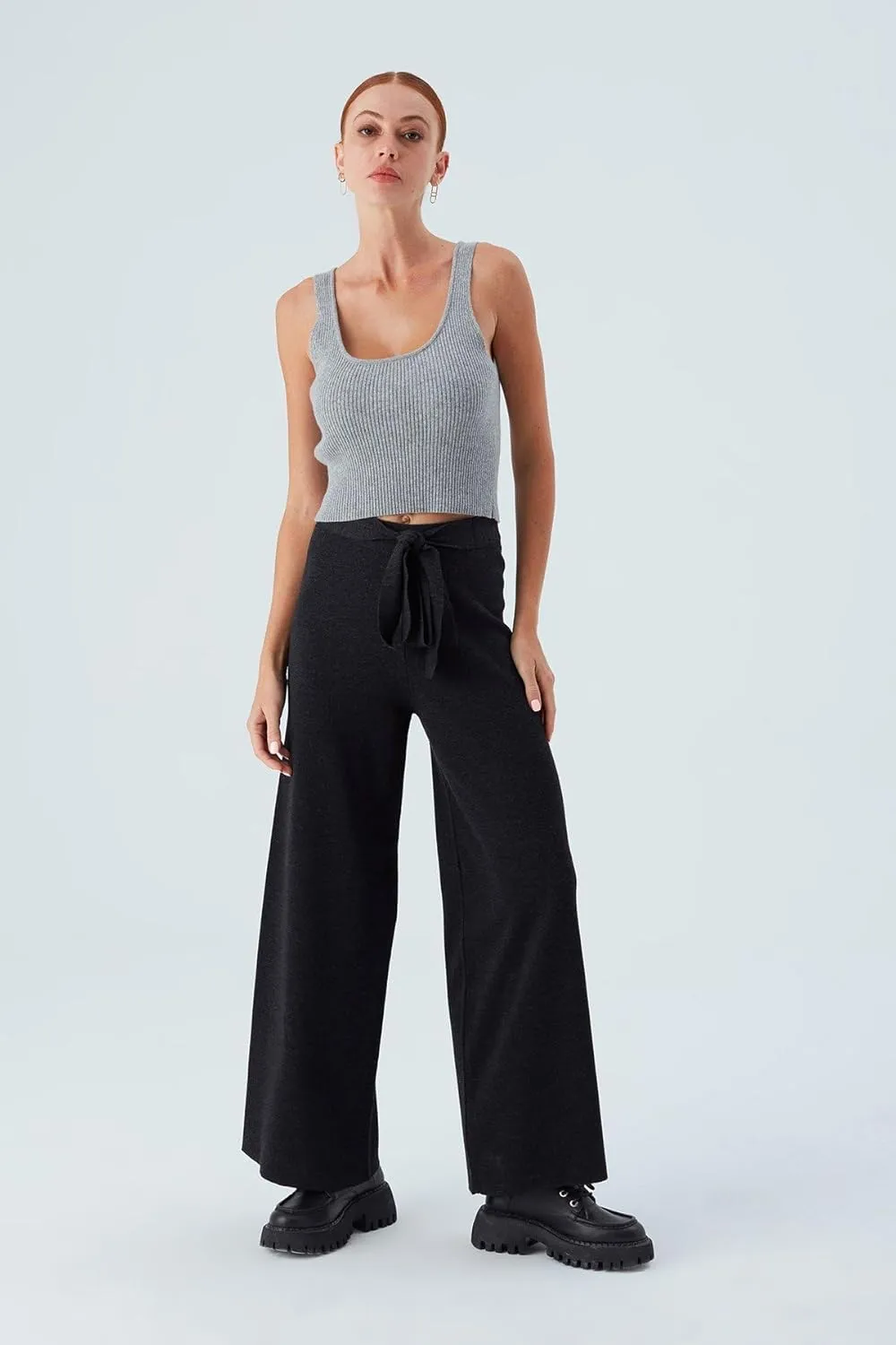 Tube Leg High Waist Women's Knitwear Trousers