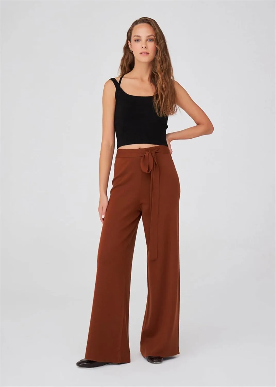 Tube Leg High Waist Women's Knitwear Trousers