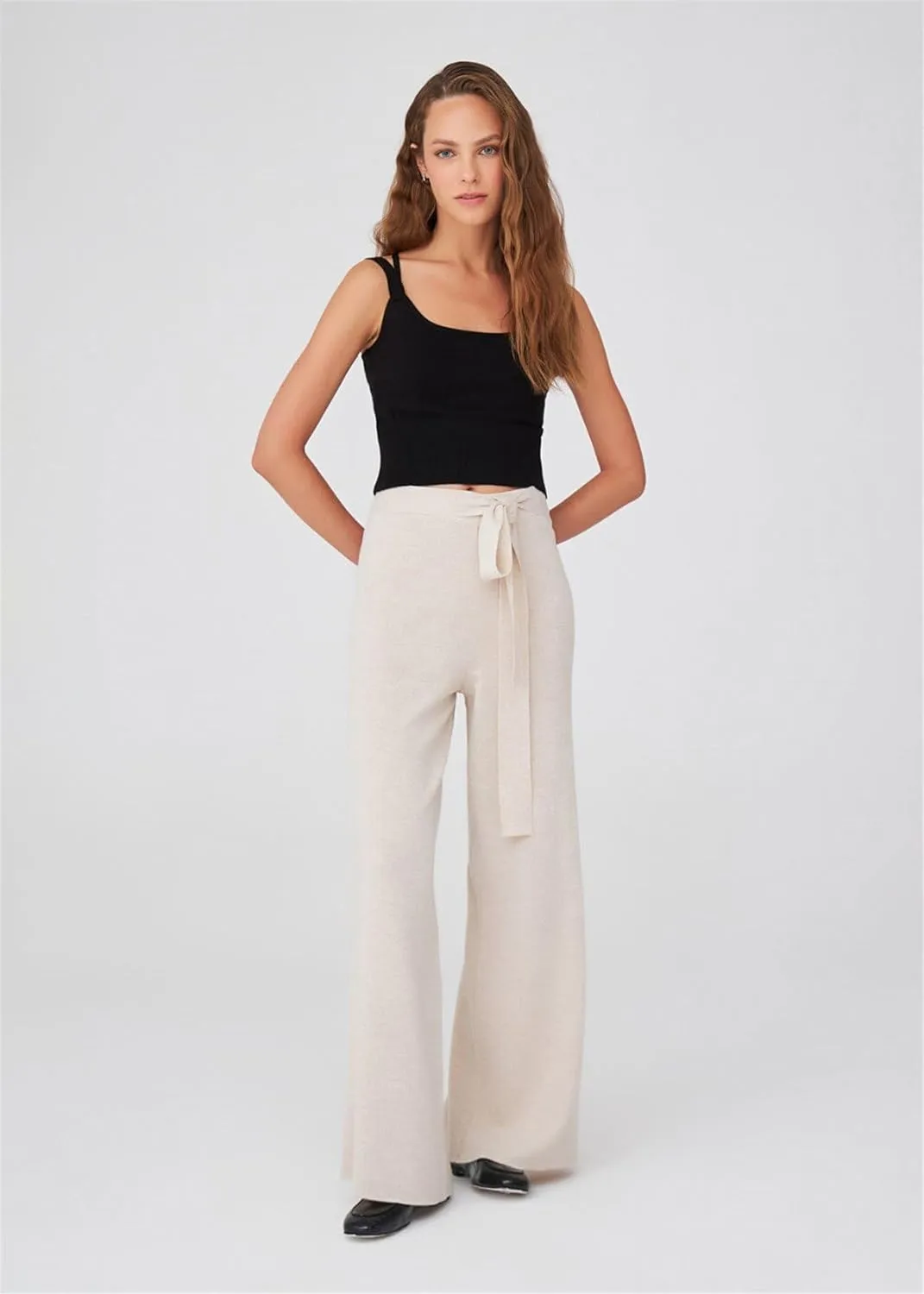 Tube Leg High Waist Women's Knitwear Trousers