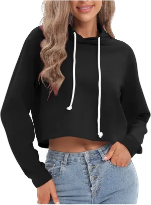 tuduoms Women Casual Cropped Zip Up Hoodie Cute Crop Top Y2K Teen Girls Trendy Lightweight Crop Jacket Long Sleeve Sweatshirt