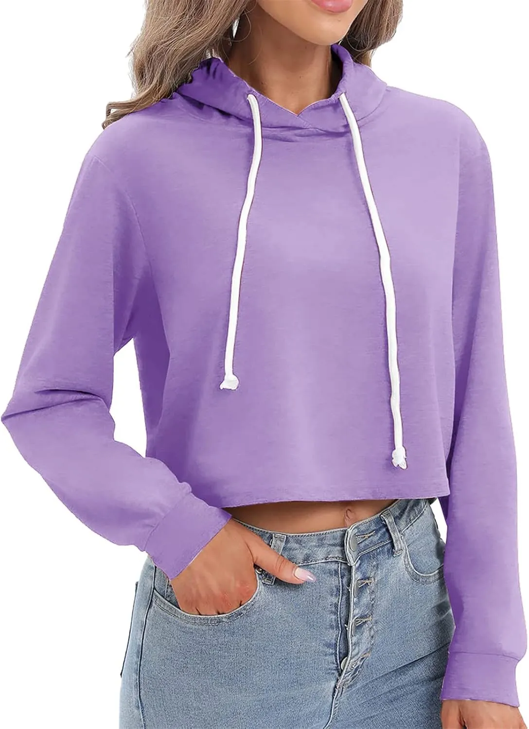 tuduoms Women Casual Cropped Zip Up Hoodie Cute Crop Top Y2K Teen Girls Trendy Lightweight Crop Jacket Long Sleeve Sweatshirt