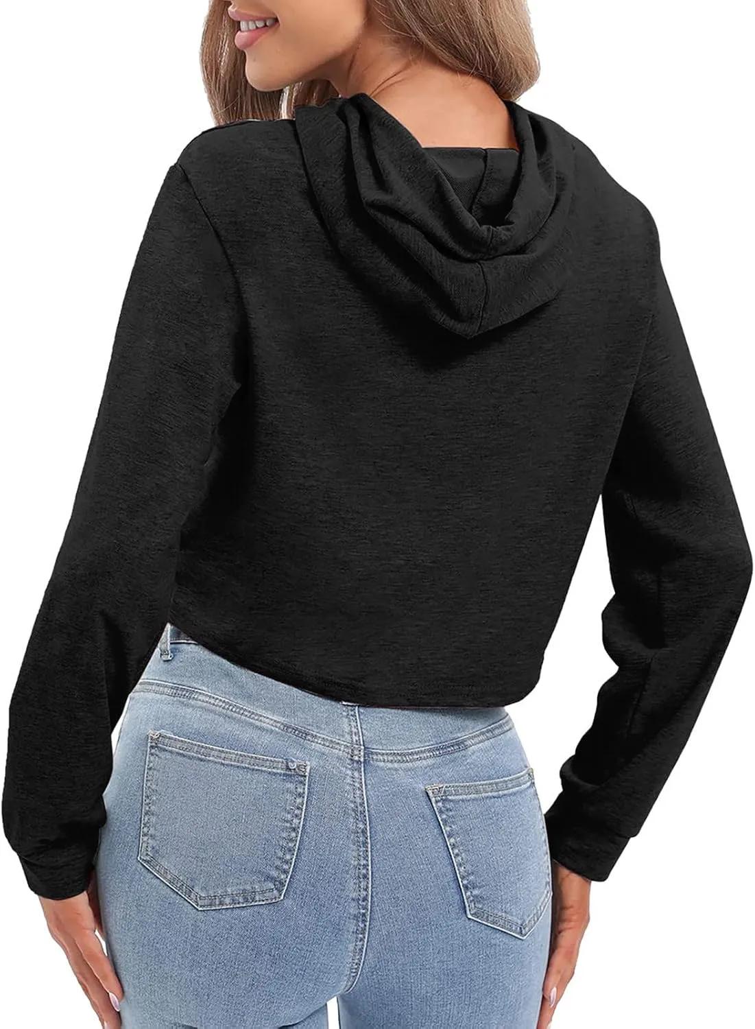 tuduoms Women Casual Cropped Zip Up Hoodie Cute Crop Top Y2K Teen Girls Trendy Lightweight Crop Jacket Long Sleeve Sweatshirt