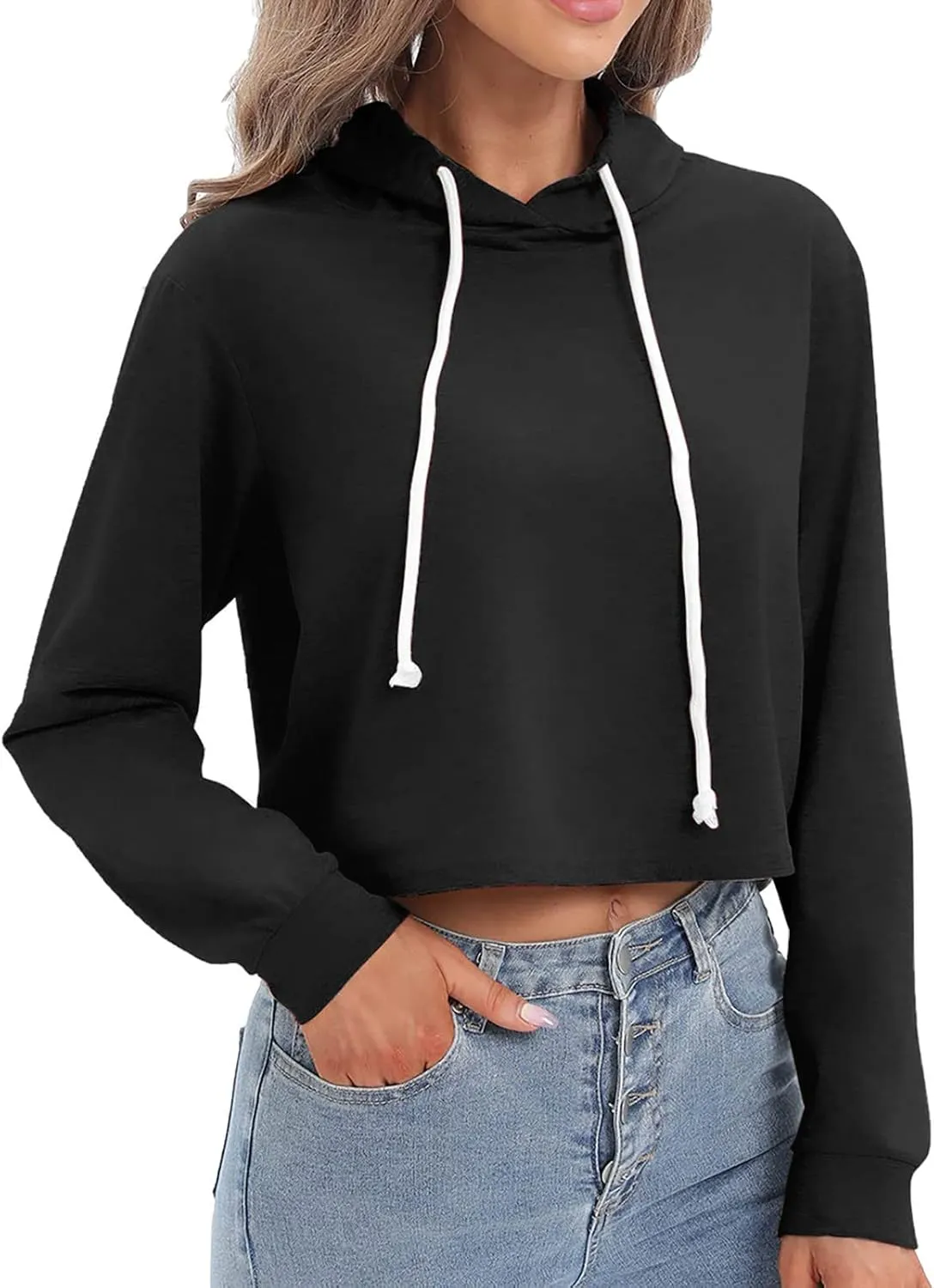 tuduoms Women Casual Cropped Zip Up Hoodie Cute Crop Top Y2K Teen Girls Trendy Lightweight Crop Jacket Long Sleeve Sweatshirt